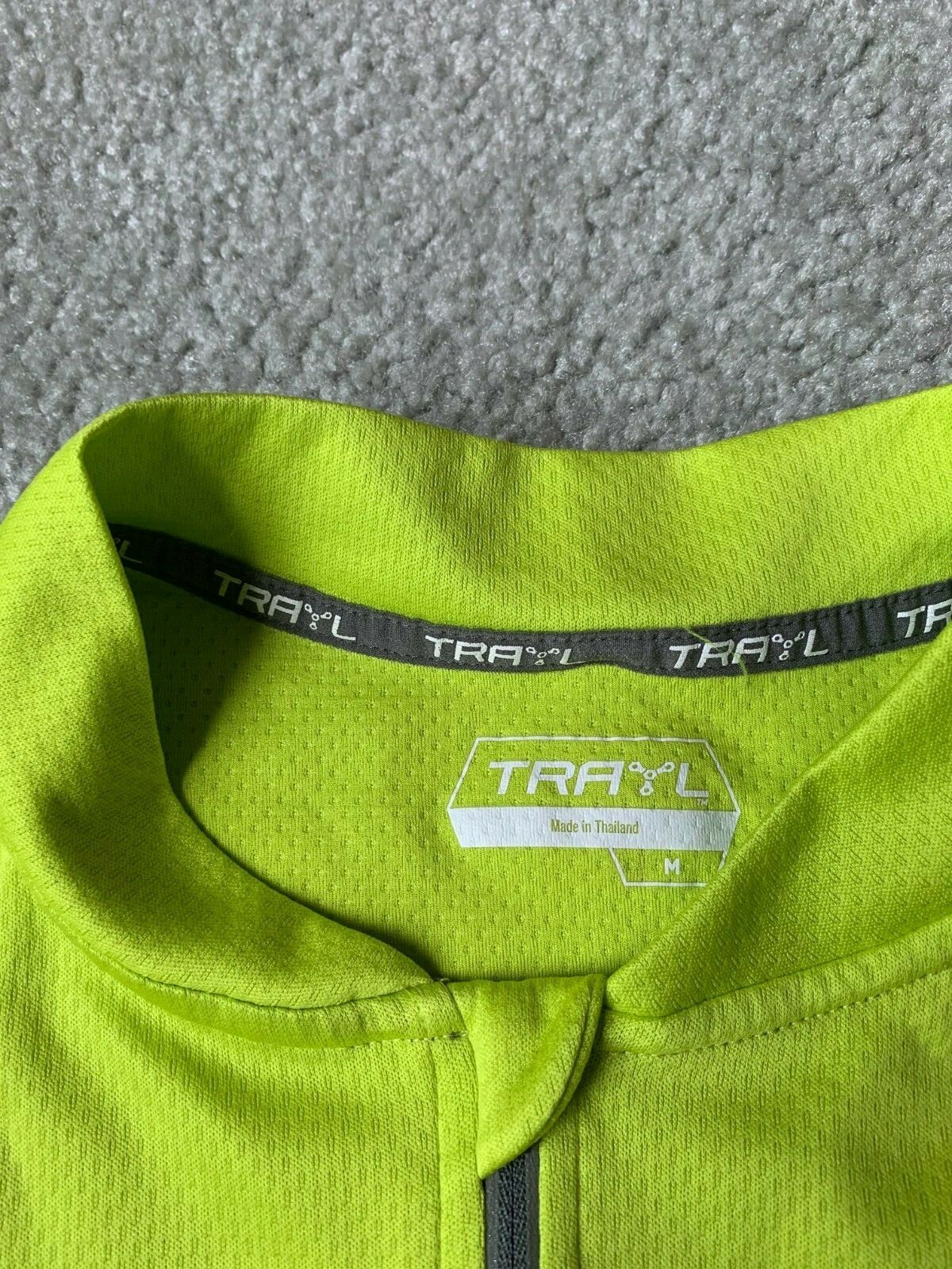 Mens Trayl Lime Yellow Short Sleeve Cycling Jersey size M Bike half zip