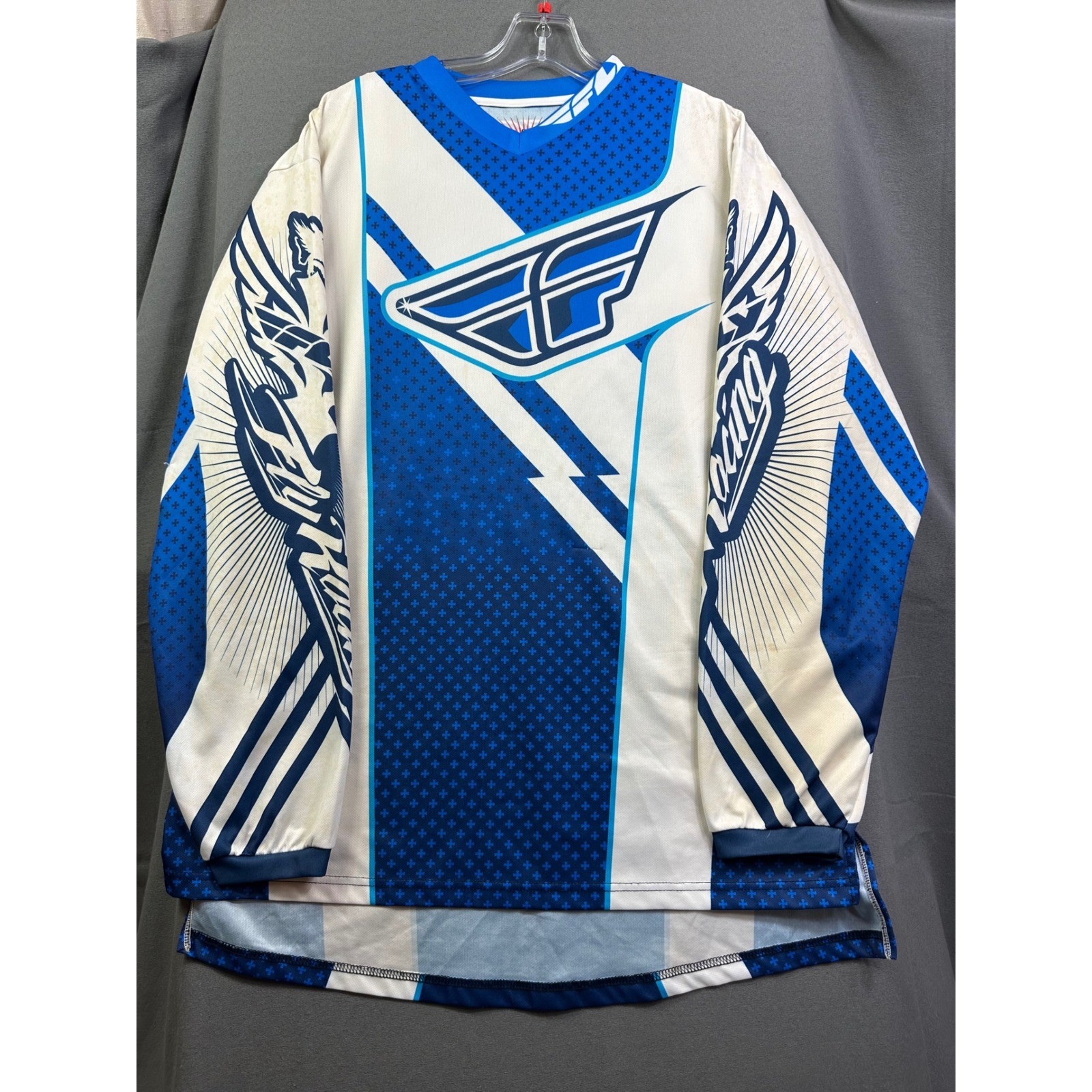 VTG Fly Racing Motocross Jersey Men XL Blue White Long Sleeve MX Off-Road Gear