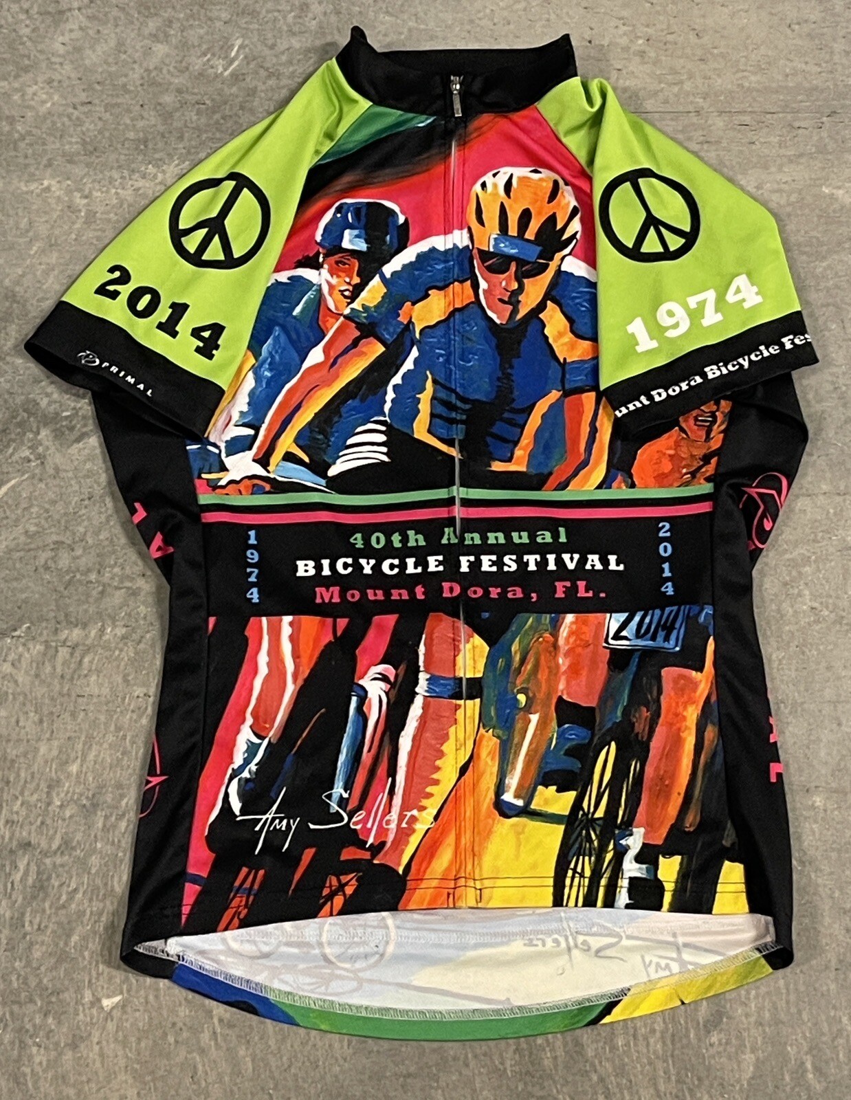 Women’s Primal Road Bike Festival Florida Amy Sellers Art Cycling Jersey Large