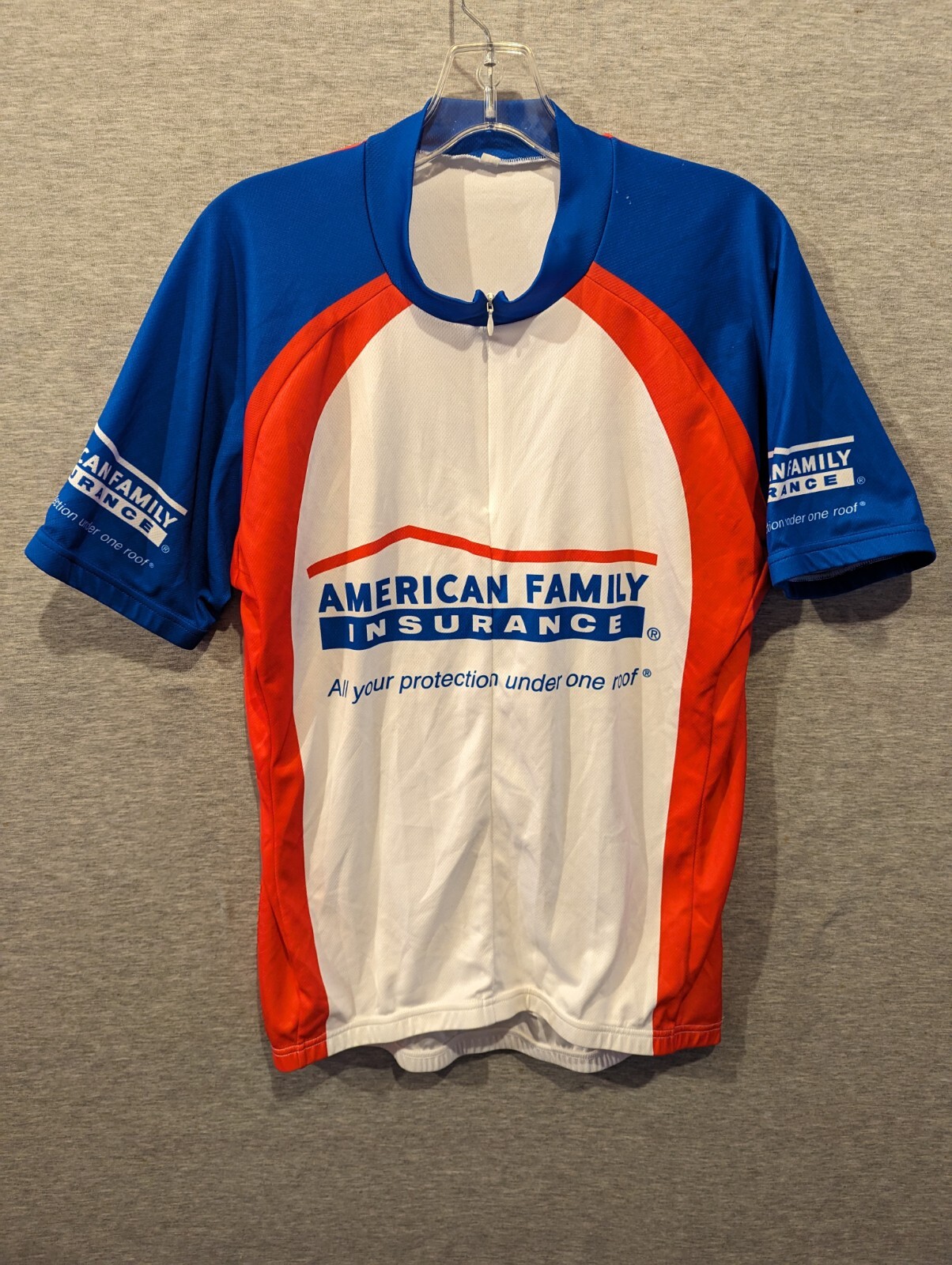 Men’s American Family Insurance Cycling Jersey Red White Blue Size XL