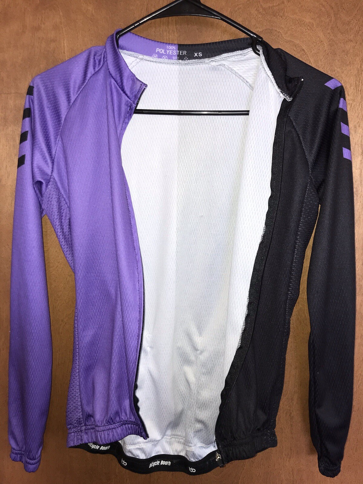 Womens Sz XS Bicycle Booth Aero Fit L/S Cycling Jersey Jacket Full Zip EUC