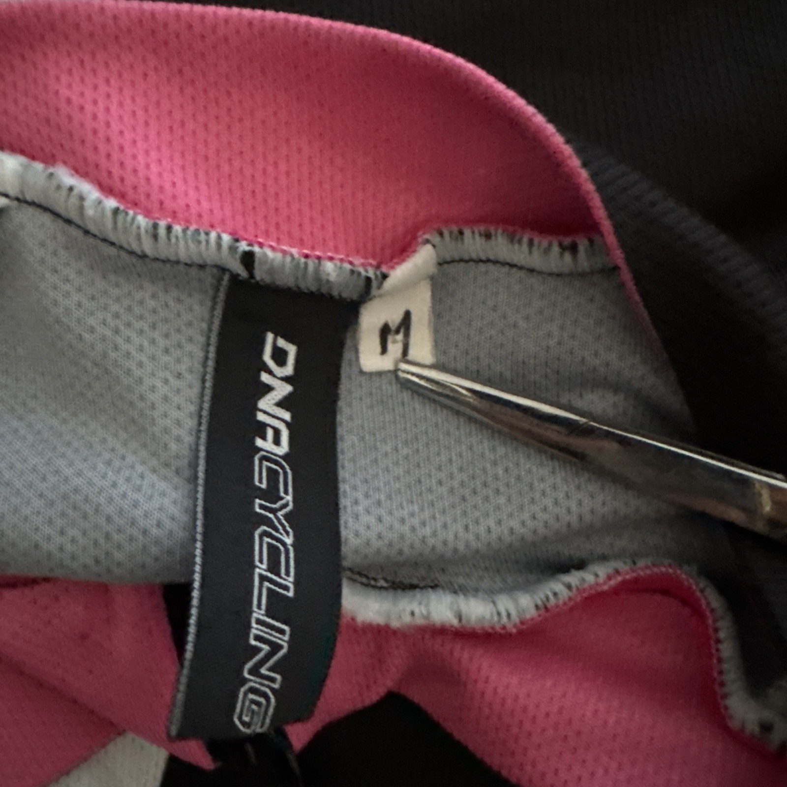 DNA Cycling Dirt & Asphalt Jersey Medium-Black/Pink/White Logo Full Zip 3 Pocket