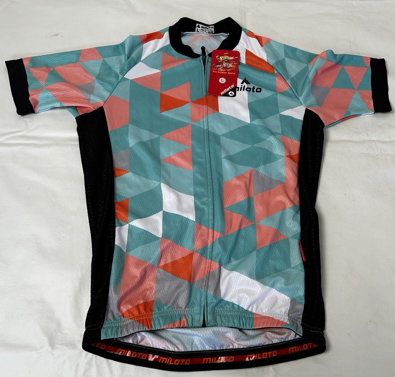 NWT Miloto Cycling Jersey Adult Large Full Zip Multicolor Graphic Cycling Shirt