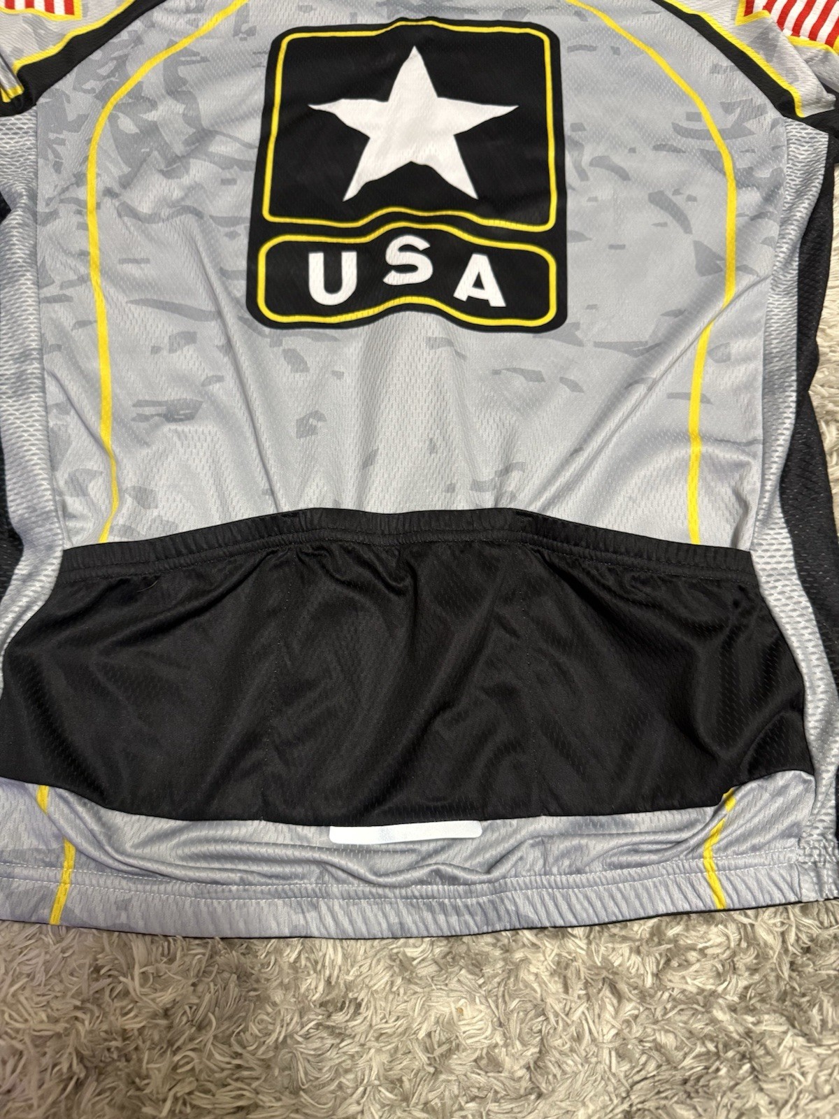 WEMTOSTAR USA Army Cycling Jersey Men’s XXXL Black Gray Full Zip Bicycle Shirt