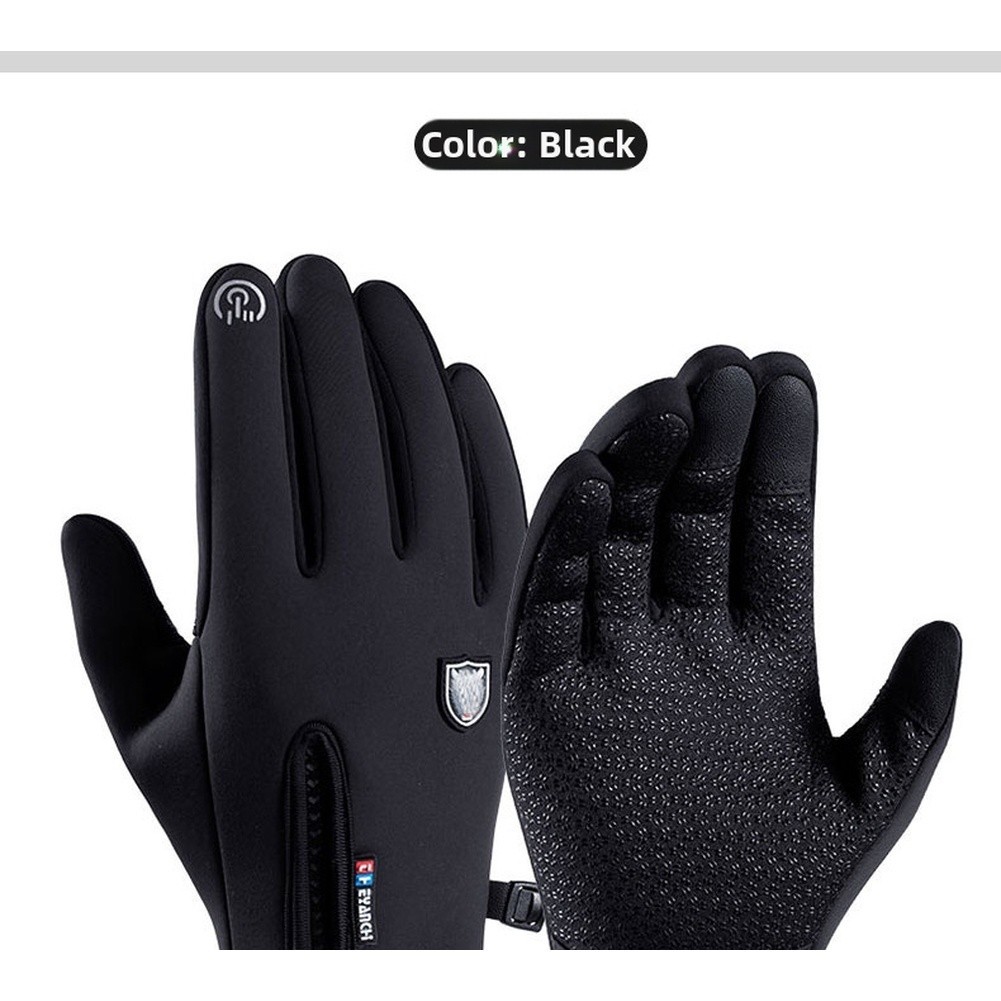 Unisex Fleece Lined Cycling Gloves Waterproof Windproof Screen Compatible Use