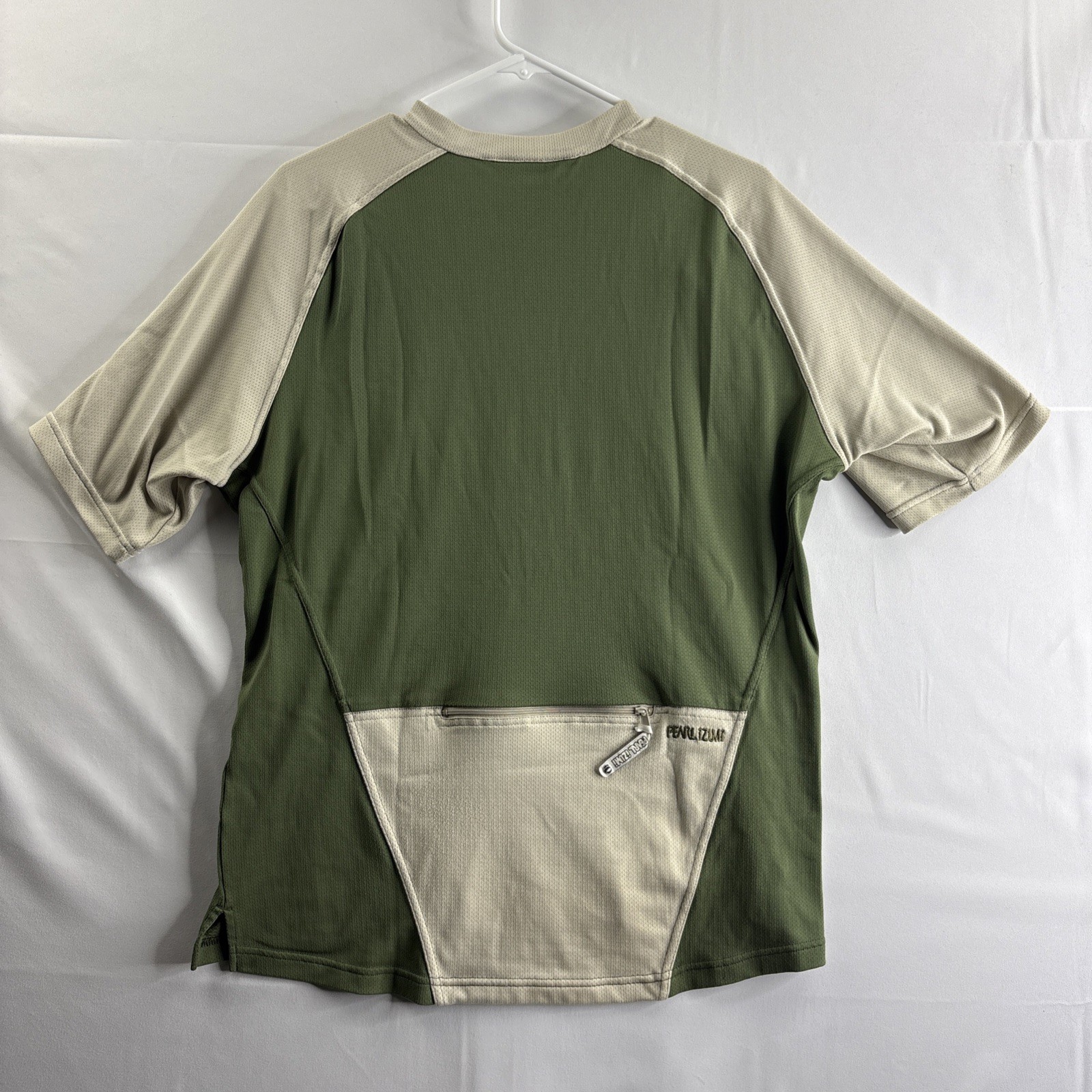 Pearl Izumi Men’s Medium Green Tan 1/4 Zip S/S Mountain Gravel Biking Jersey