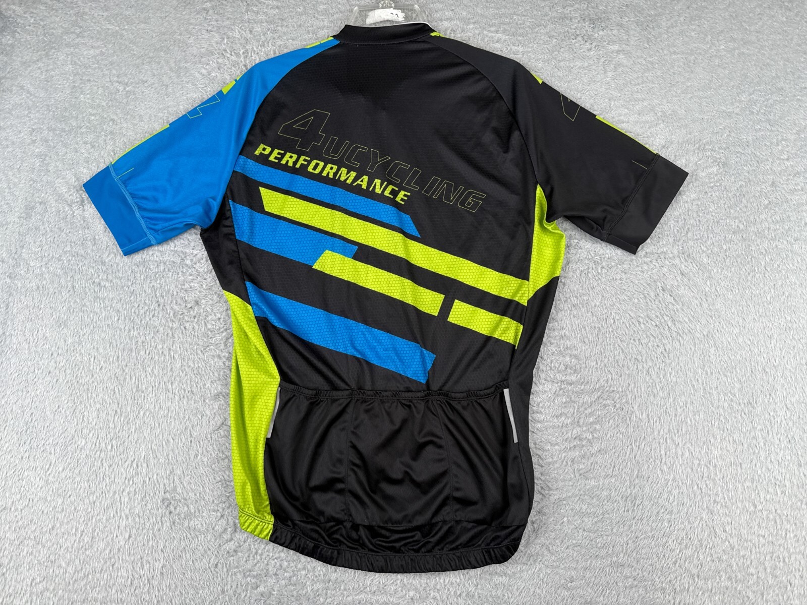 4UCYCLING Cycling Jersey Adult Extra Large Green Black Blue Full Zip Polyester
