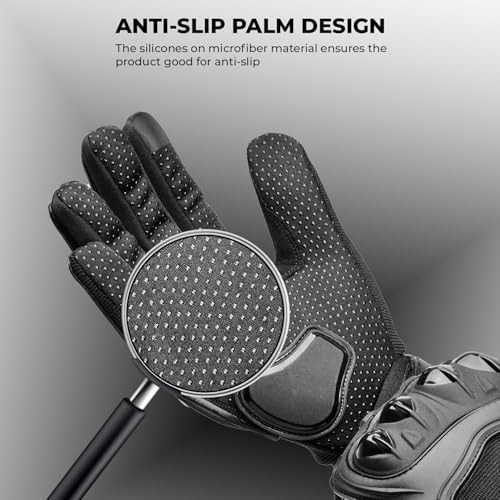 AXIZ Motorcycle Gloves for Men and Women, Full Finger Knuckle Large Black