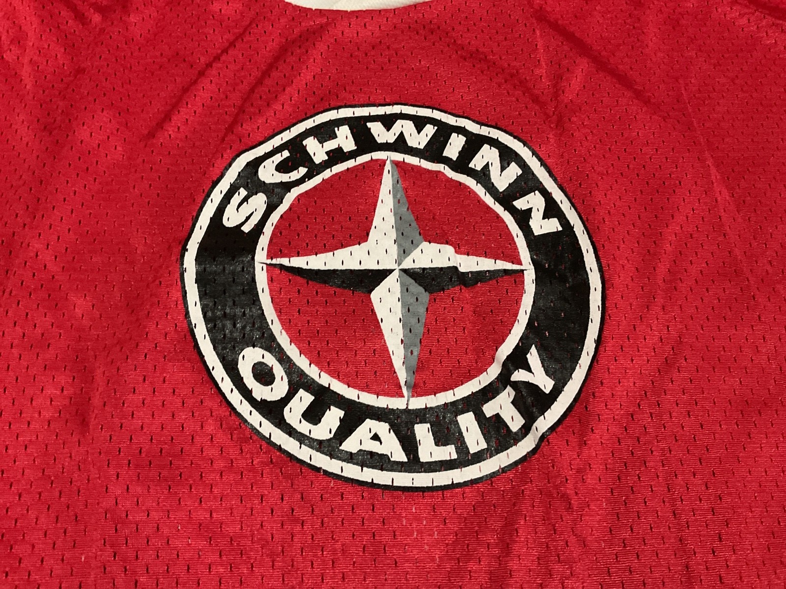 Vintage 90s Schwinn Cycling Mesh Jersey Red sz Large? USA Biking Racing