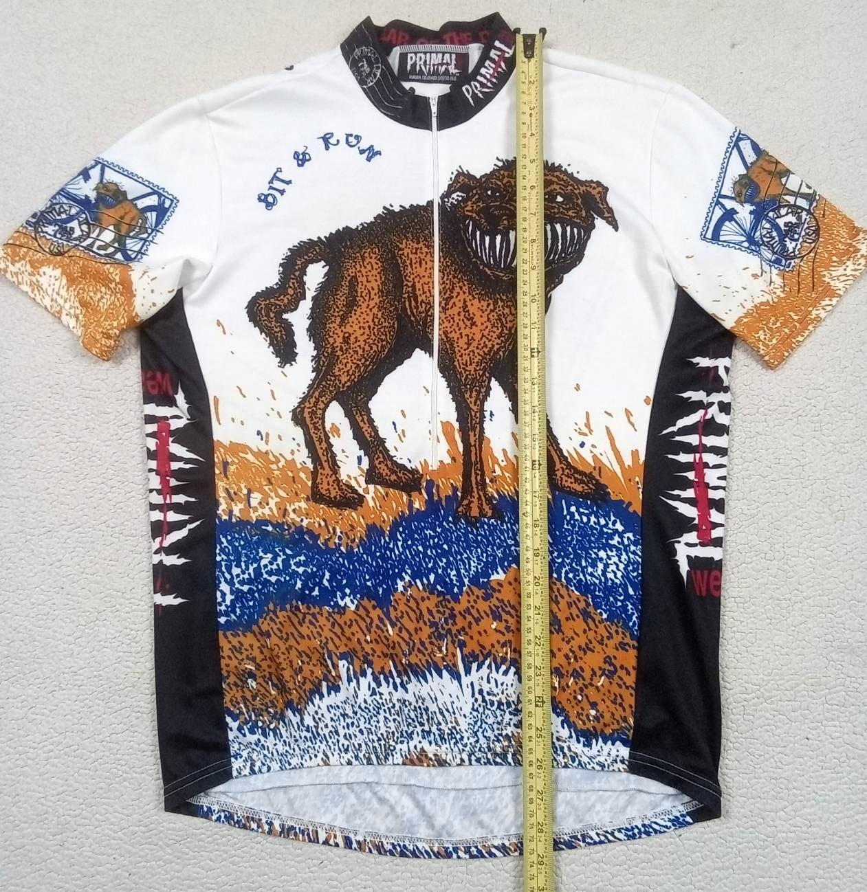 RARE VTG 90s PRIMAL “Bit & Run” Cycling Jersey USA Made P.Wear of the Dog — XL