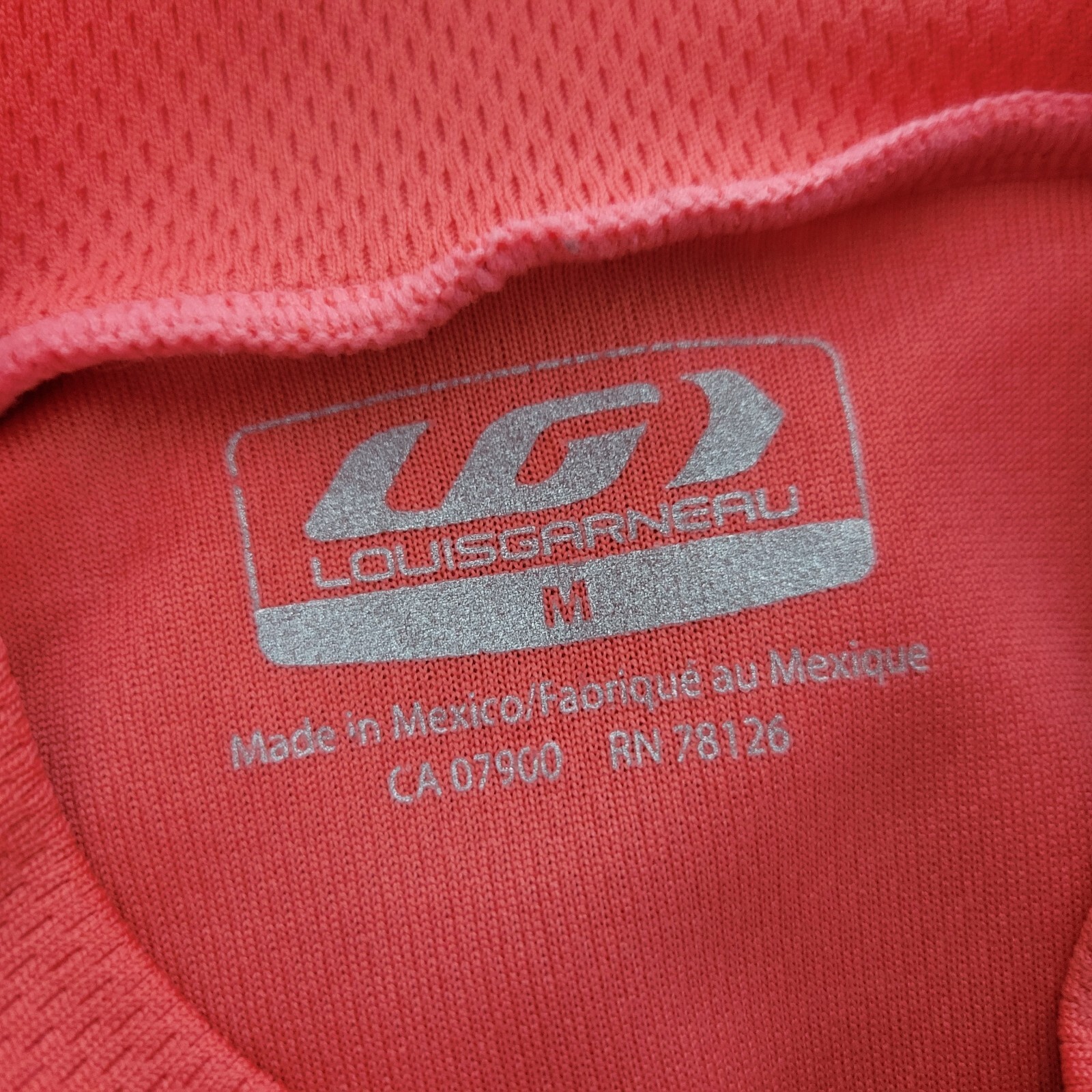 Louis Garneau Cycling Shirt Women Medium Peach Orange 1/2 Zip Up Pocket