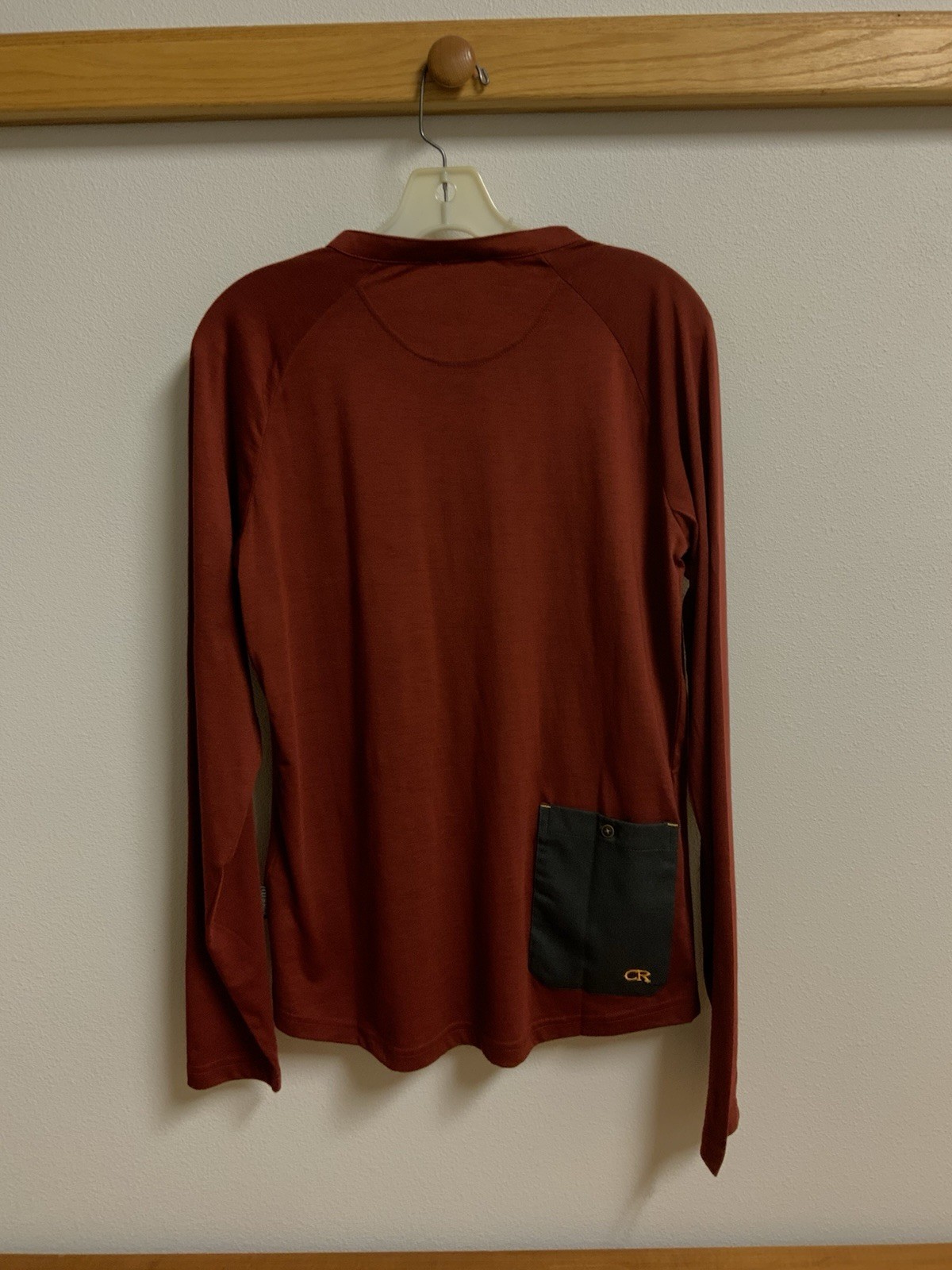 Club Ride Mens Long Sleeve Cycling Shirt 3 Button Front Brick Red Size S New