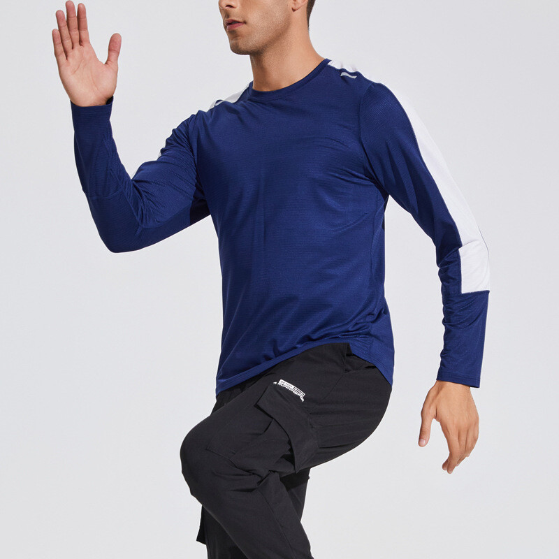 Men’s Reflective Long Sleeve T-Shirt Round Neck Cycling Sport Casual Fitness Top
