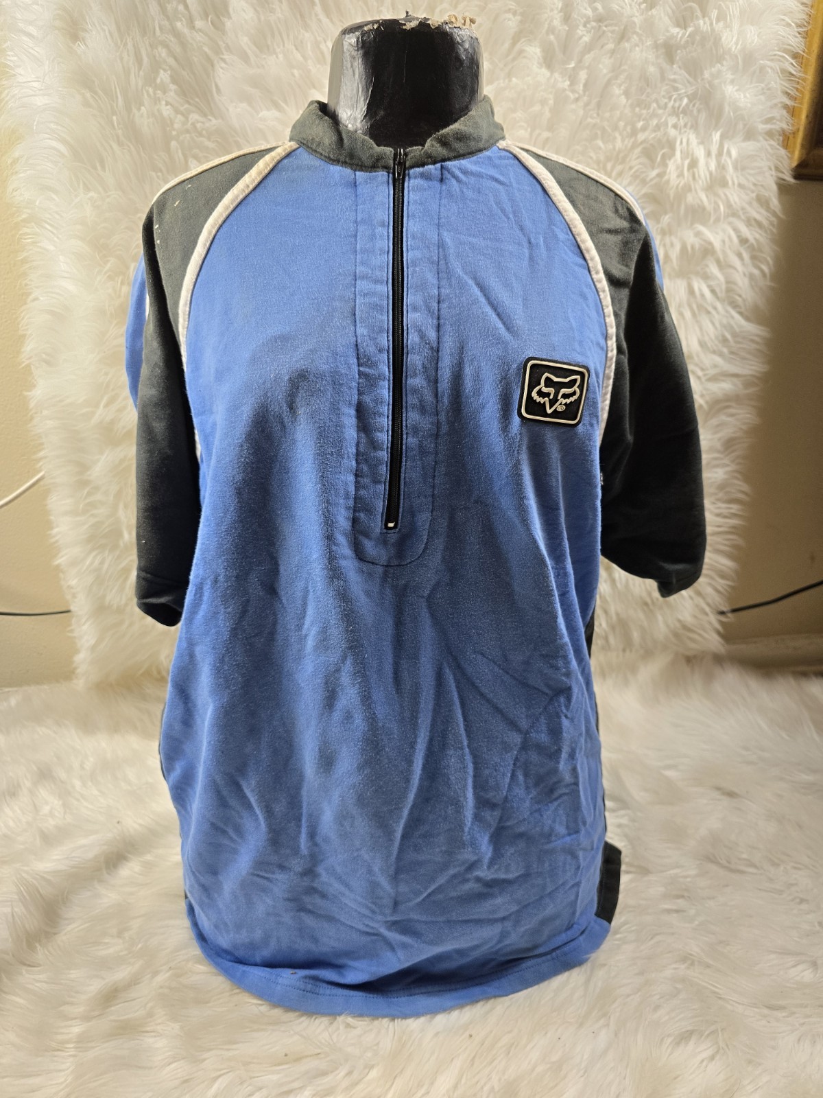 Vintage Fox Racing Cycling Shirt Short Sleeve 1/4 Zip Mesh Polyester Size Xxl