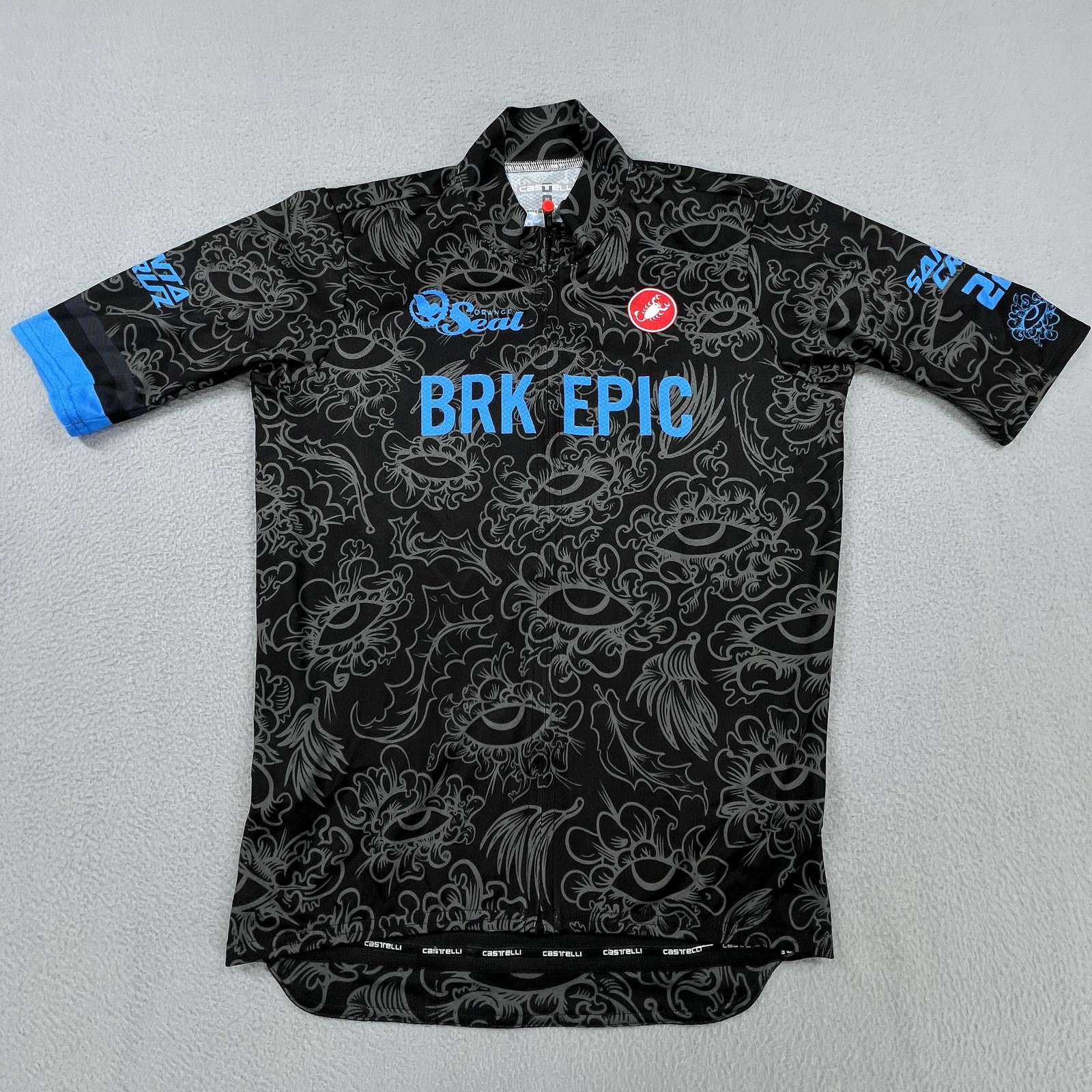 Castelli Cycling Jersey Mens M Black BRK Epic Full Zip Short Sleeve Bike Shirt