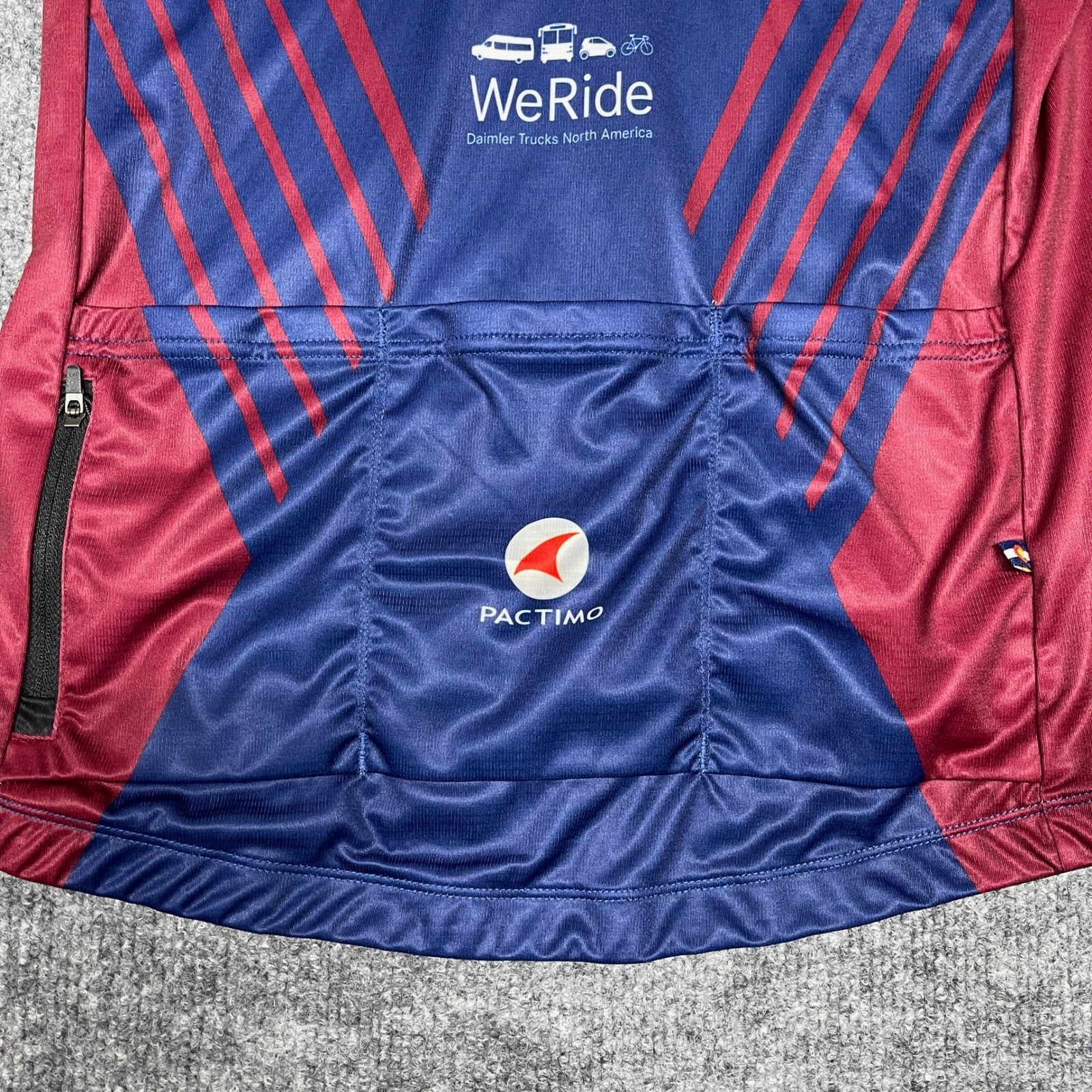 Pactimo Daimler Freightliner Cycling Jersey Womens Large Blue Maroon Full Zip