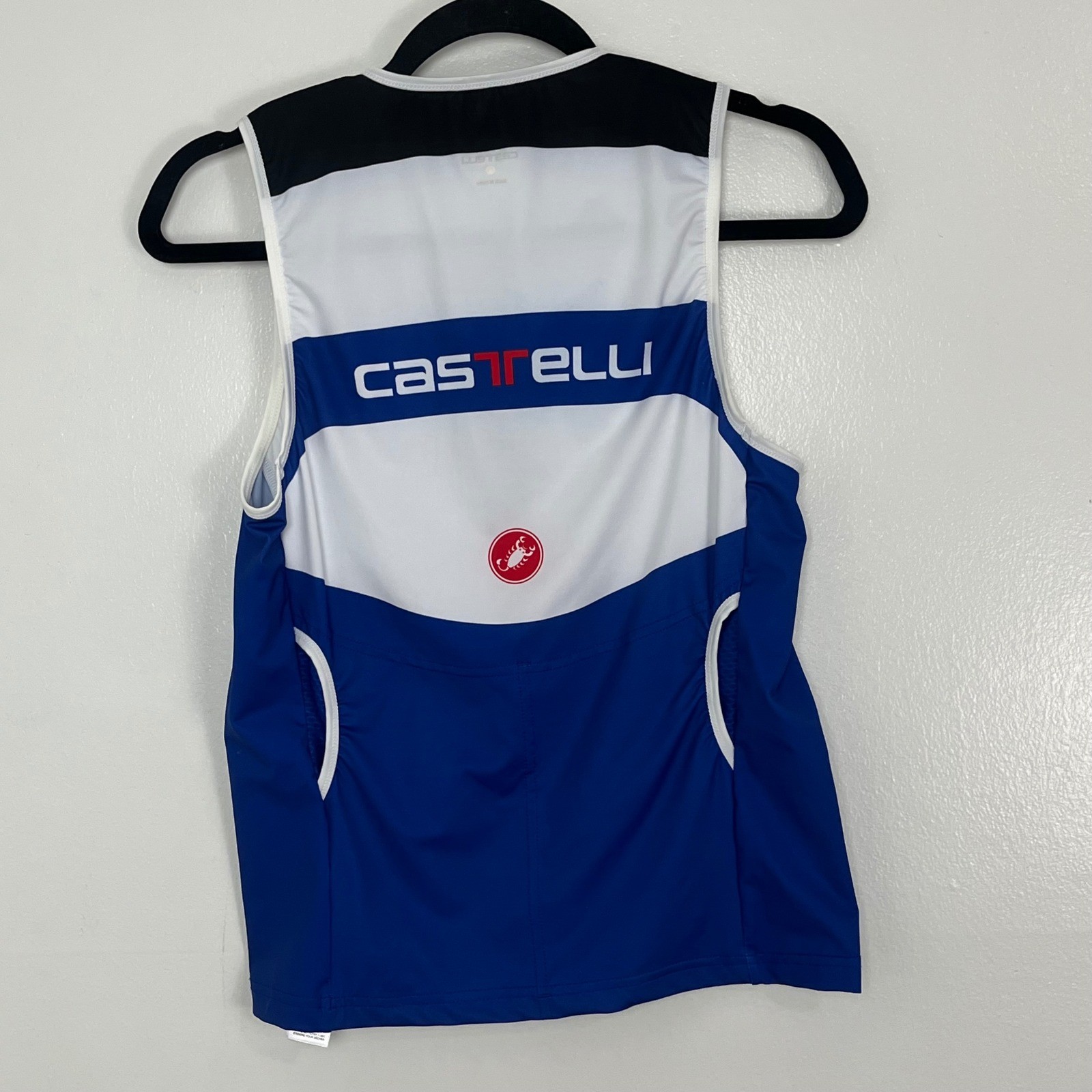 Castelli Athletic Cycling Jersey XL Blue Sleeveless Half Zip Tri Top