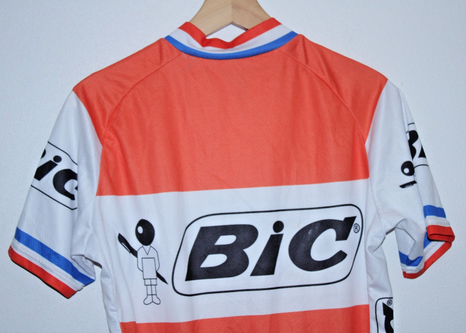 Bic Men’s Cycling Jersey Large Rear Pockets 42″ Chest 24/27″ T2B 26″ Waist Race~