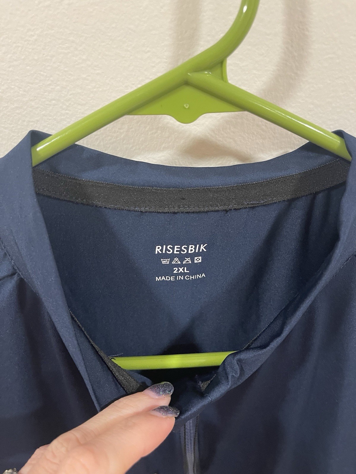 Risebik Men’s Cycling Jersey Navy Blue Short Sleeve XL Full Zipper Back Pockets