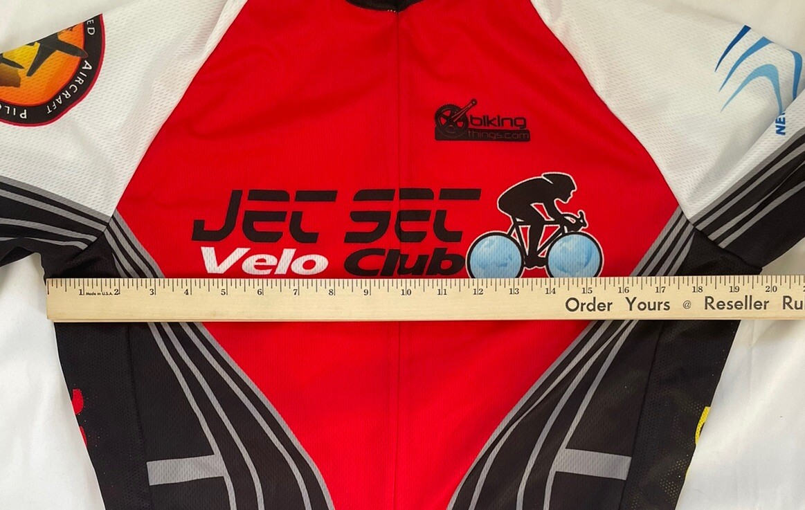 Zerie Jet Set Velo Mens SZ Large Short Sleeve Full Zip Cycling Jersey Armstrong