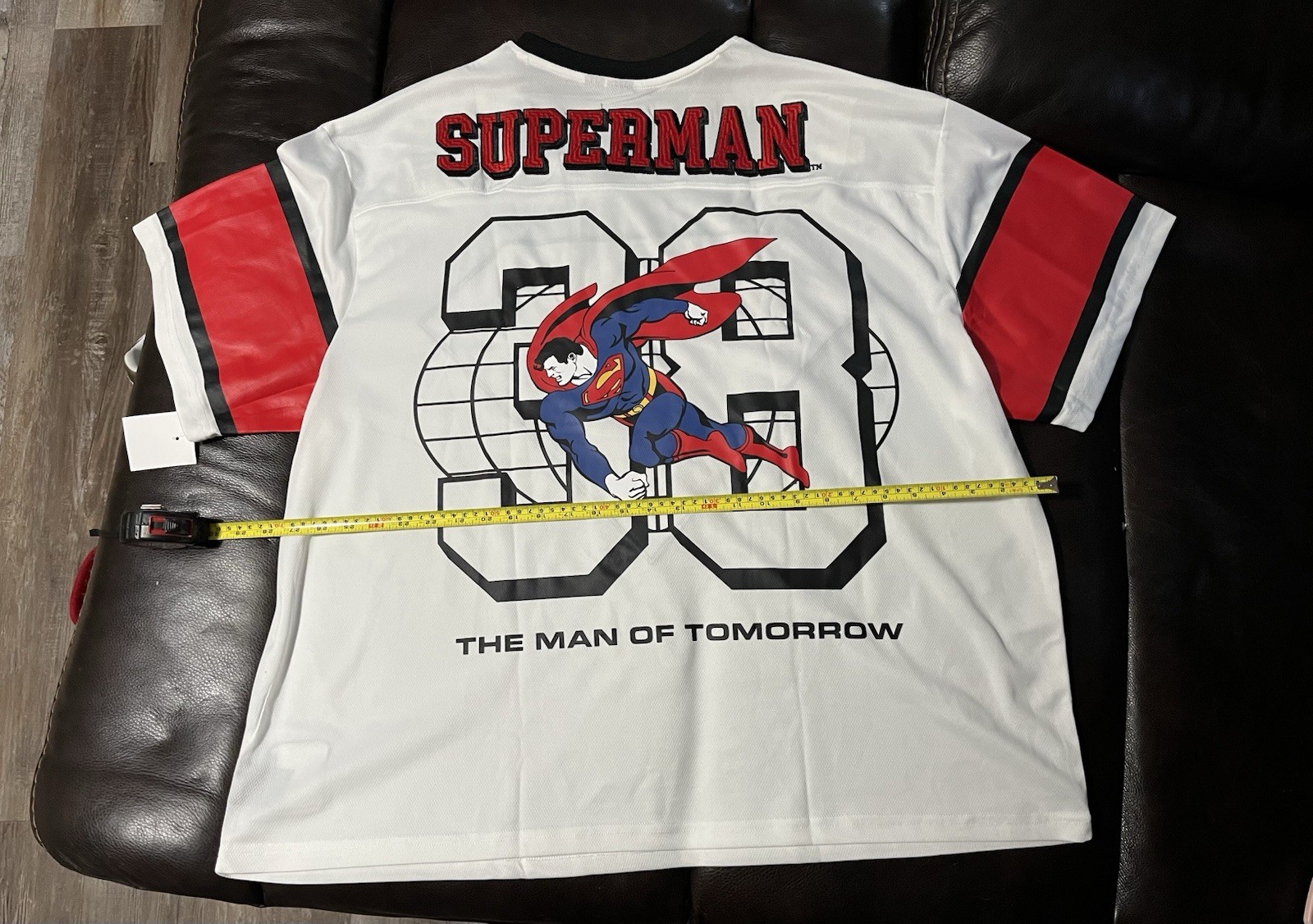 Superman Action Comics Mesh Polyester Jersey Tee Embroidered V-Neck Men’s 3XL