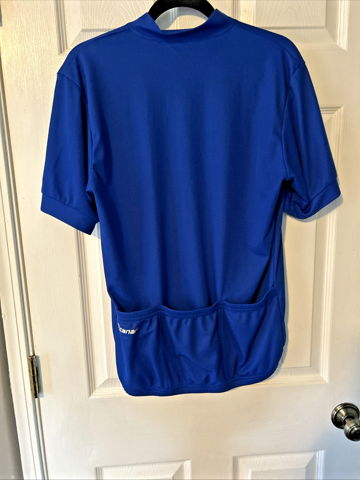 Canari 1/4 Zip Pullover Cycling Jersey Top Pockets at Back Blue Size L
