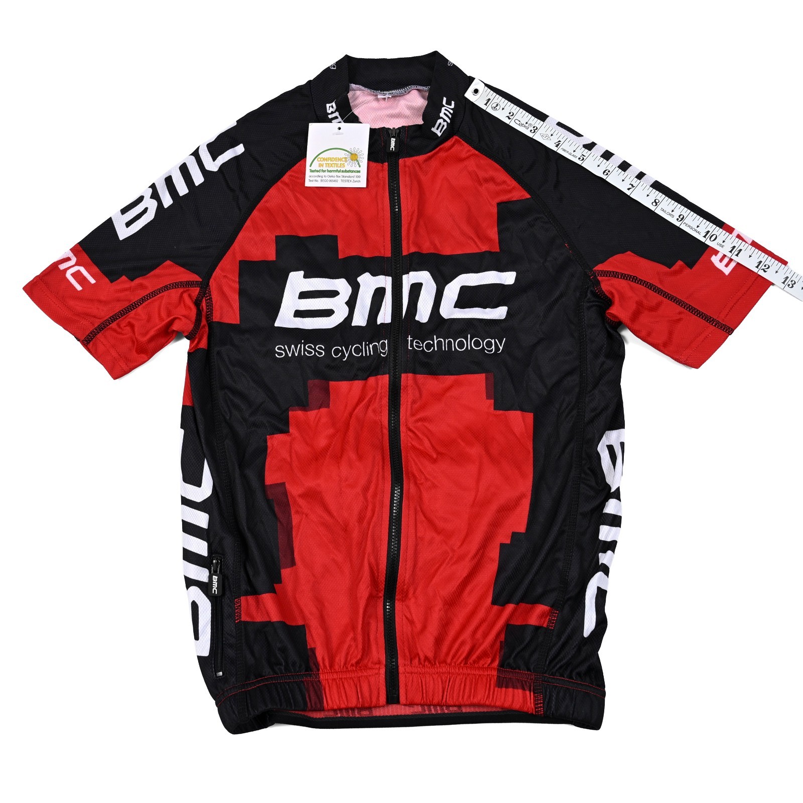 BMC Swiss Mens Small Red Short Sleeve Cycling Road Bike Full Zip Jersey NWT