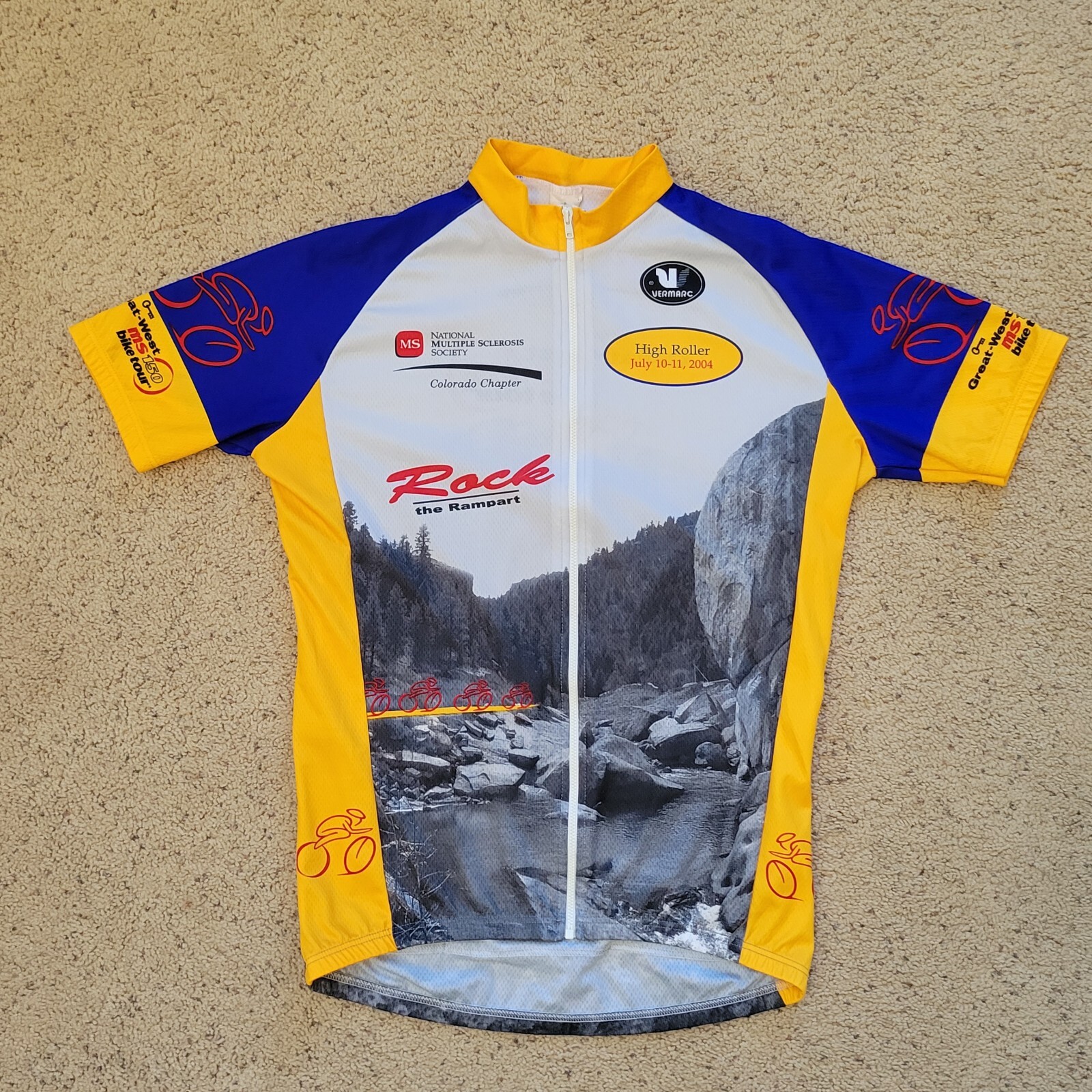 EUC MS 150 Bike Tour HIGH ROLLER Bicycle Jersey XL-5-52 VERMARC