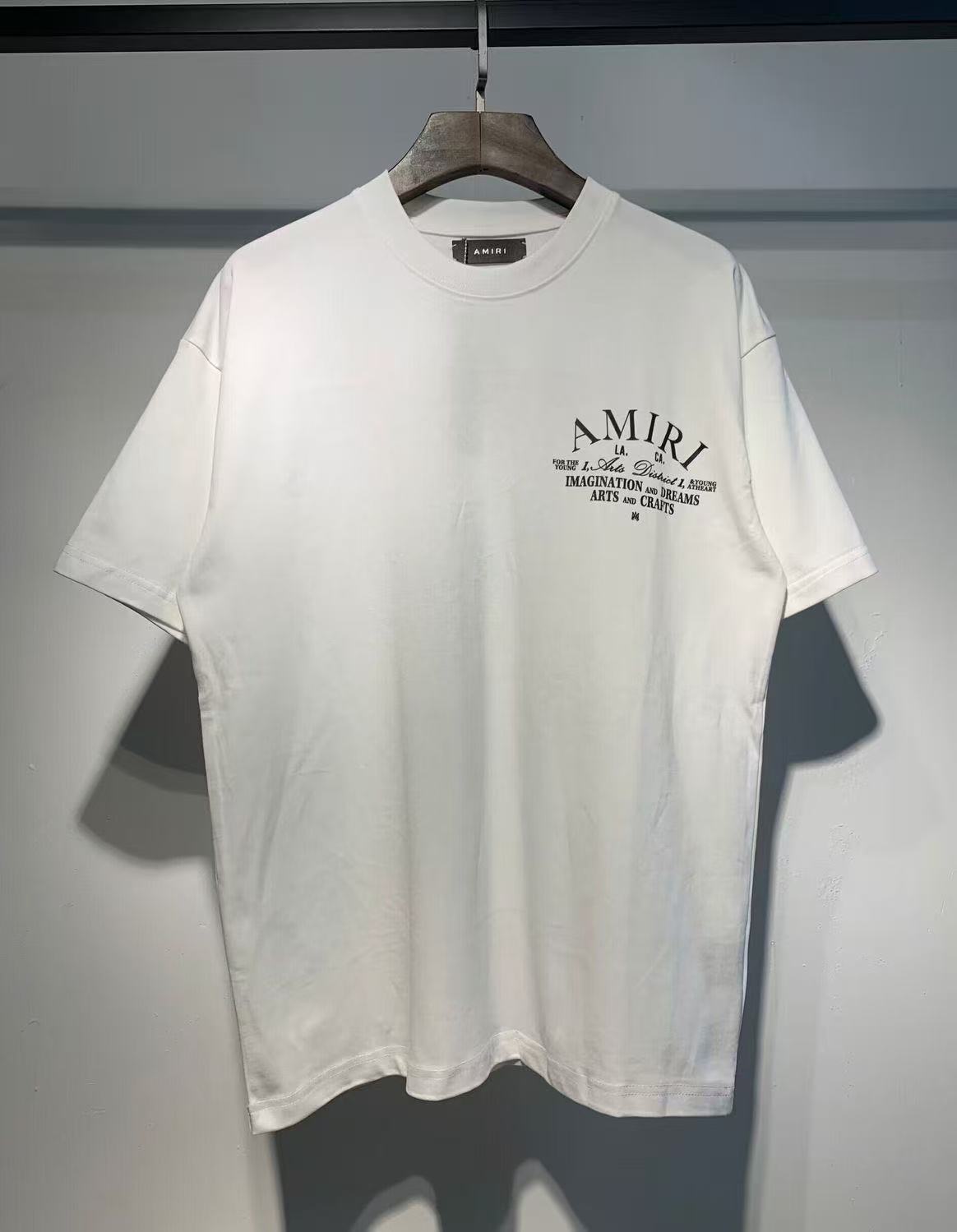Black White Short sleeves Amiri Logo Crew neck Men‘s T-shirt