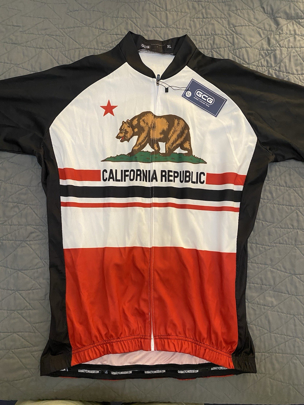 GCG Full Zip Cycling Jersey w/ Pockets Short Sleeve California Graphic XL