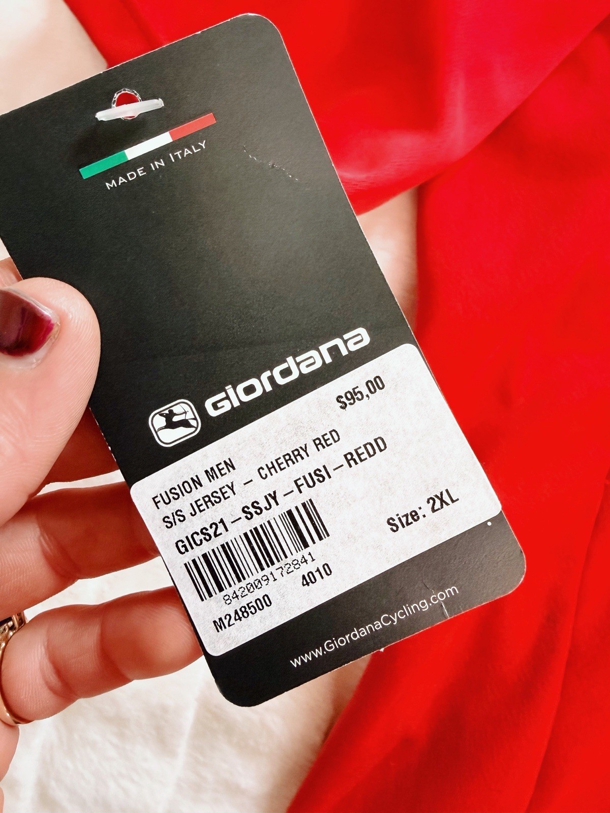 Giordana Fusion Men’s Cycling Jersey 2XL Cherry Red Full Zip Made in Italy NWT M