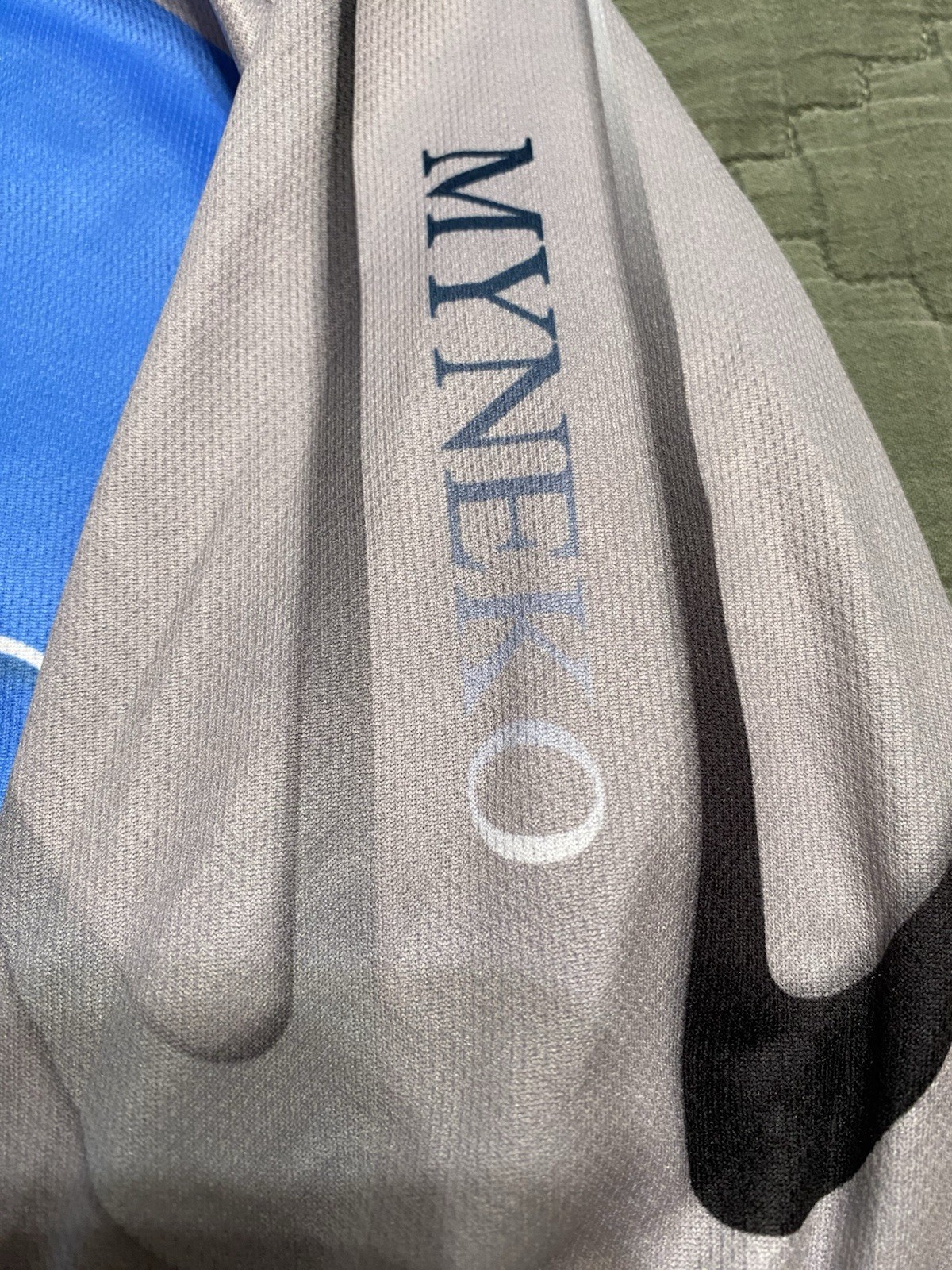 Myneko Bicycle Jersey Mens XXXL 100% Polyester Full Zip Blue/Gray/White