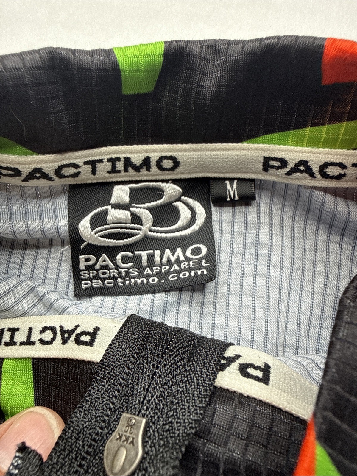 Pactimo Cycling Jersey Men Sz M Black Bright Multi Color Full Zip Short Sleeve