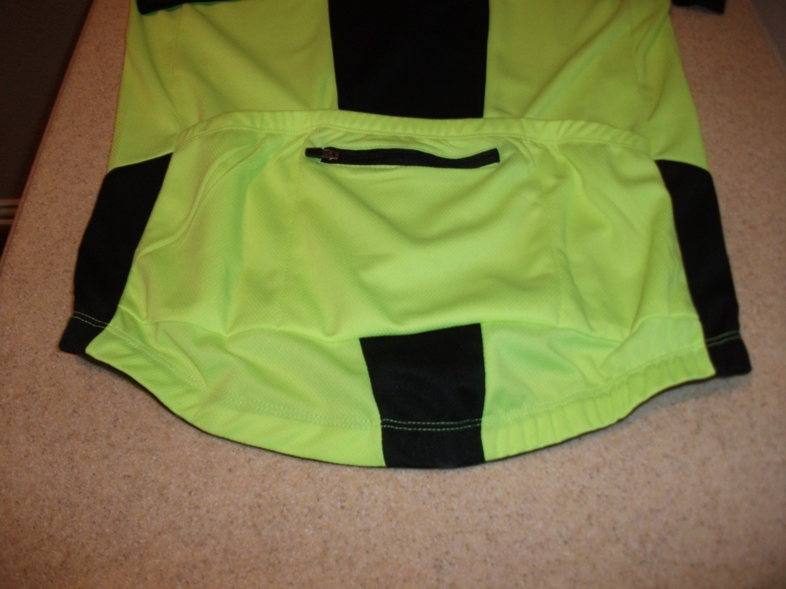 Arsuxeo Men’s Cycling Jersey Hi-Vis Neon Yellow Full Zip Size Medium Zip Pocket