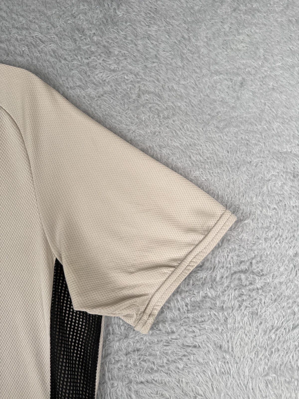 VINTAGE Performance Cycling Jersey Adult Large Beige Black 1/2 Zip Short Sleeve