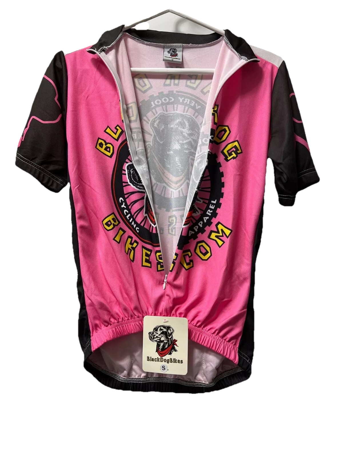 Black Dog Bike Cycling Jersey Top Womens Size Medium Gray Pink Pockets New Tags