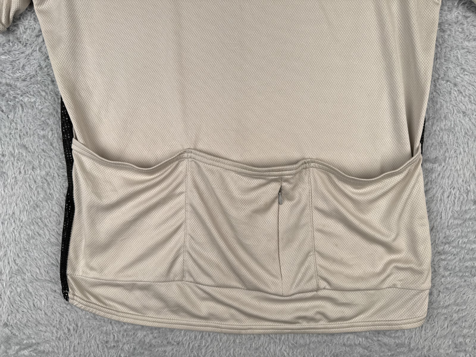 VINTAGE Performance Cycling Jersey Adult Large Beige Black 1/2 Zip Short Sleeve