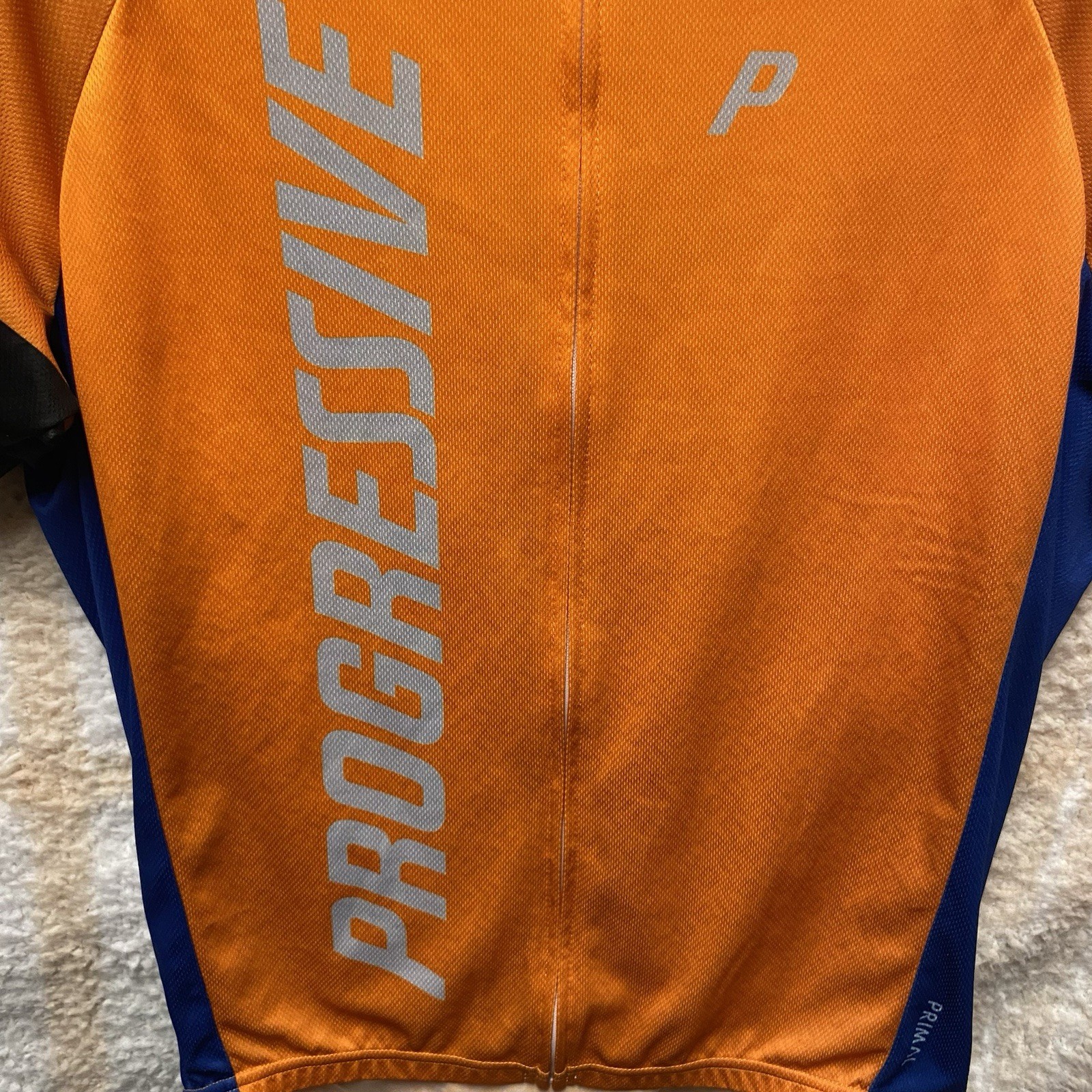 Primal Cycling Jersey Mens Medium 1/4 Zip, Rear Pockets Progressive Orange Black