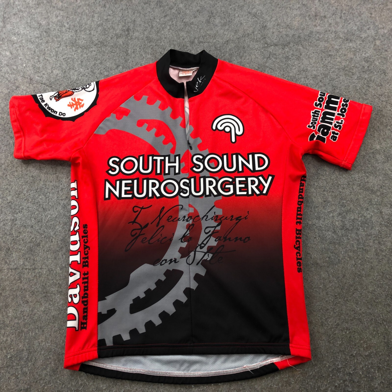 JEK Sports Cycling Jersey Adult Large Black Red Full Zip Biking