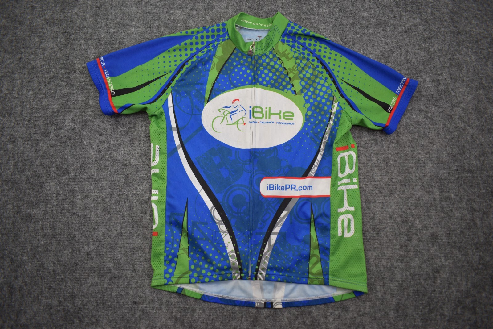 Palmasino Medium Full Zip Back Pockets Short Sleeve IBikePR Promo Logo Cycling