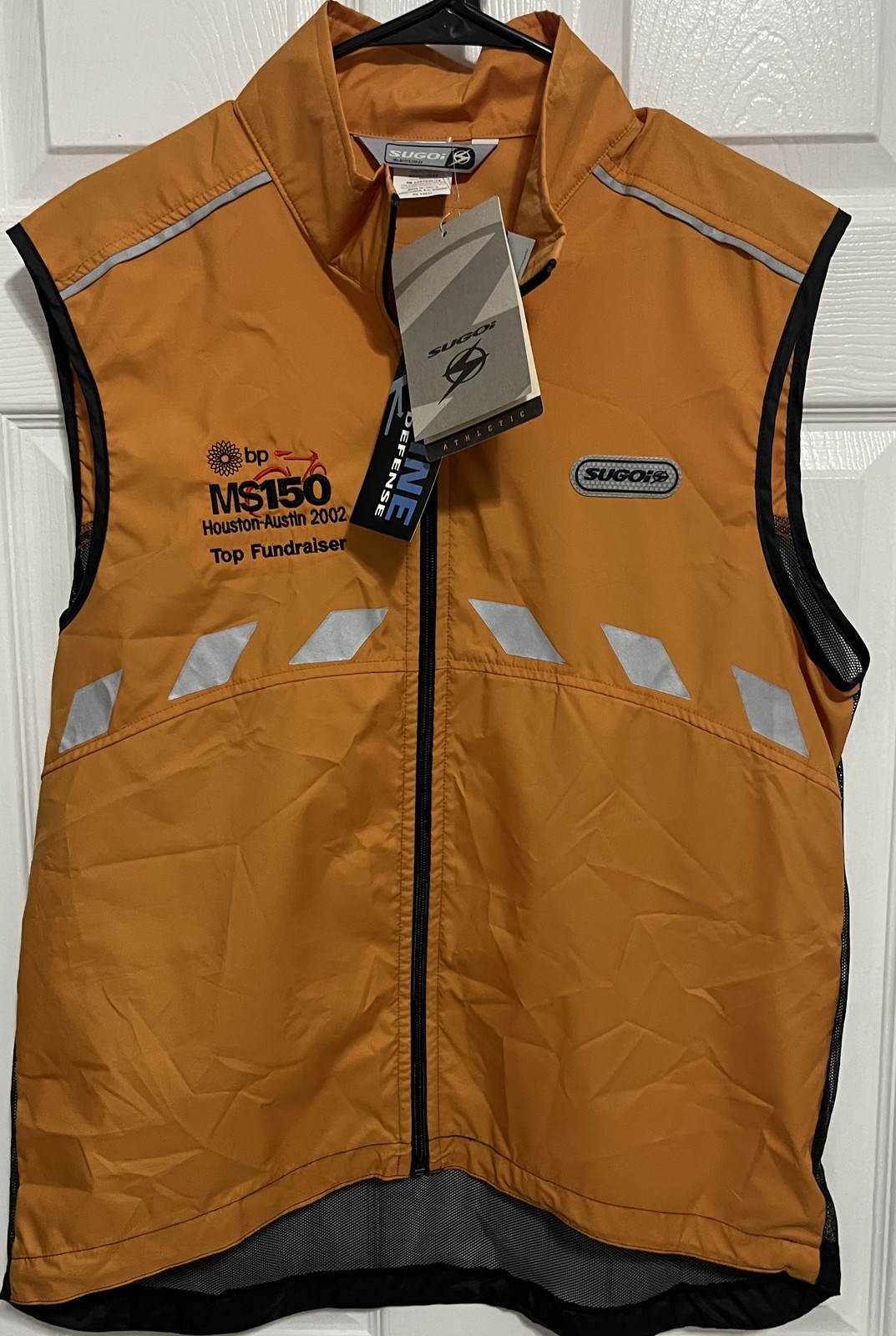 SUGOI MS150 Houston-Austin 2002 Cycling Vest Men’s M Orange Mesh Reflective NWT