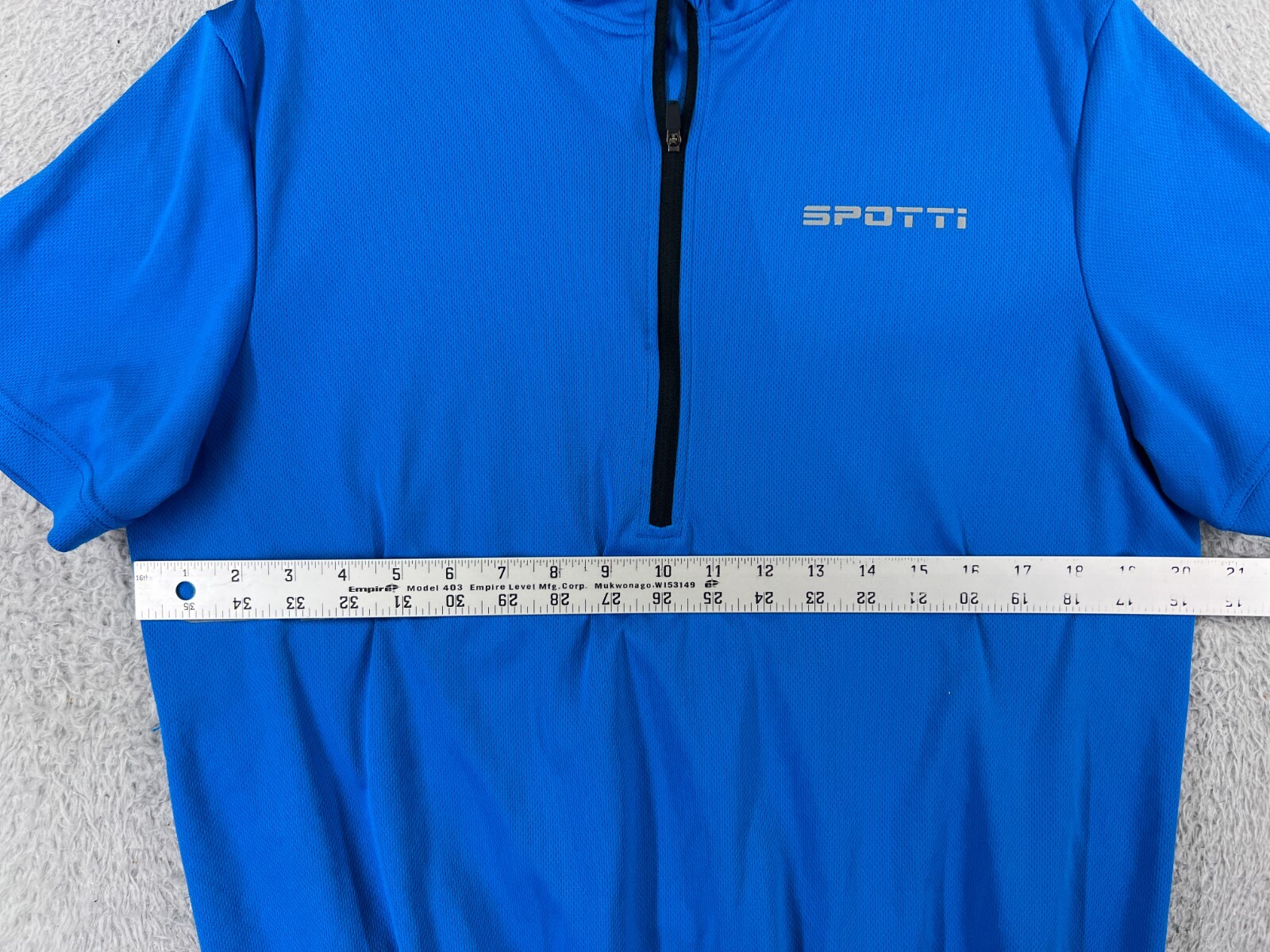 Spotti Shirt Mens Extra Large Blue 1/2 Zip Short Sleeve Polyester Pockets