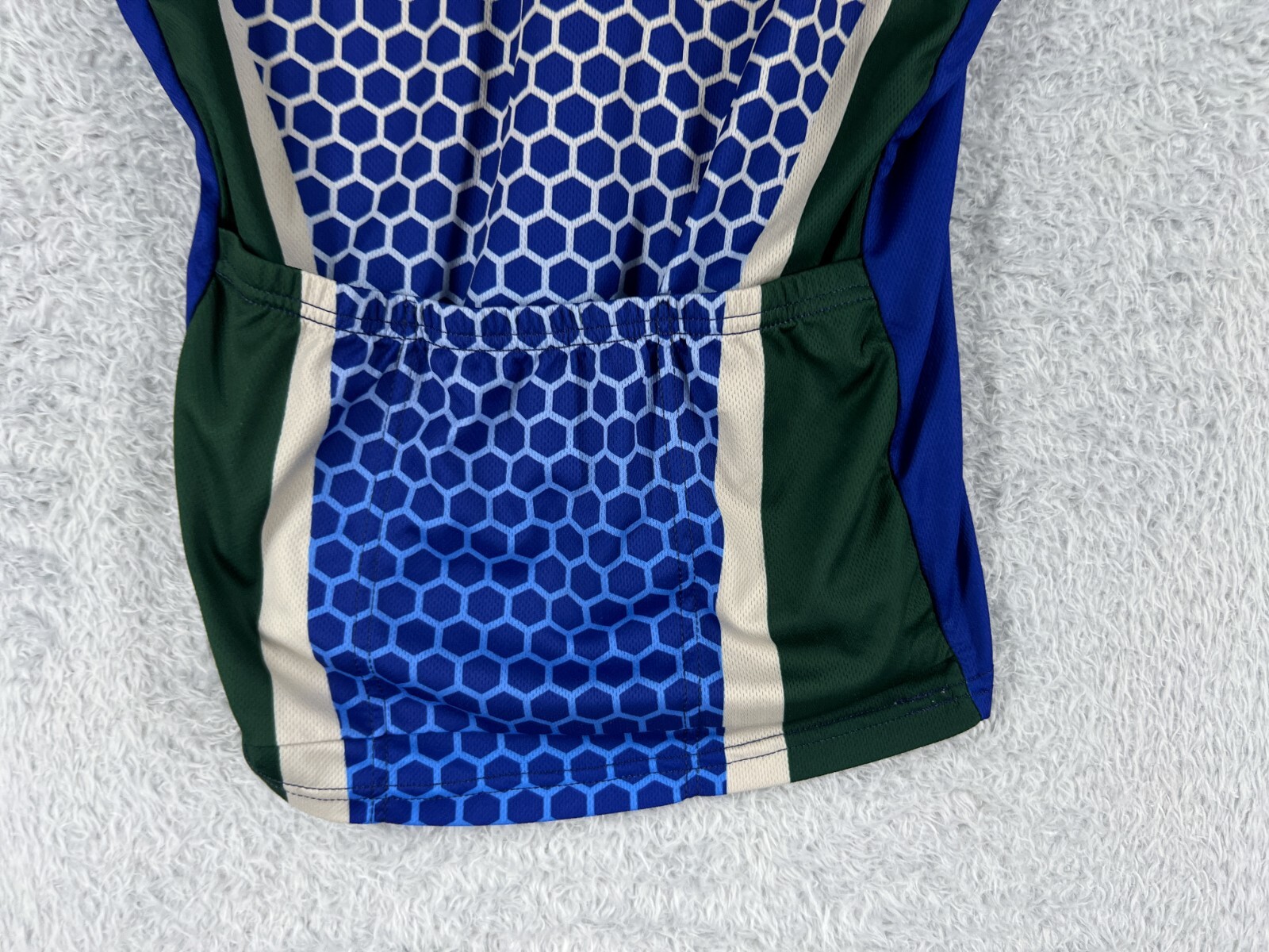 Champsys Cycling Jersey Womens Medium Blue Green 1/2 Zip 100% Polyester Pockets