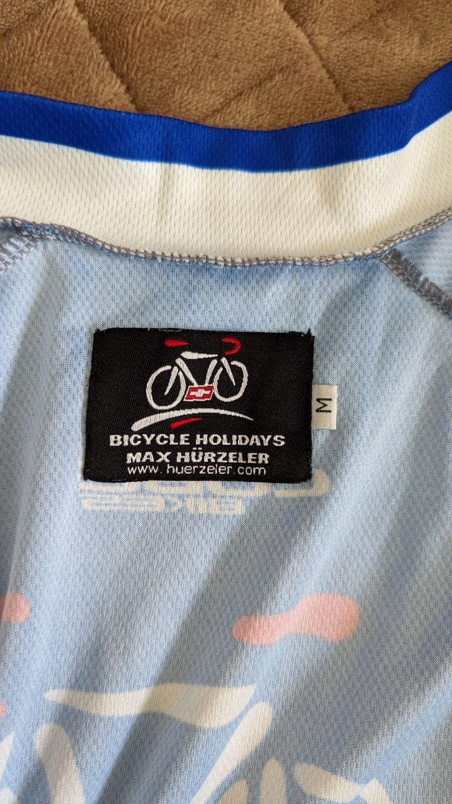 Bicycle Holidays Max Hurzele Cycling Jersey Blue Sz. M Men Short Sleeve Full Zip