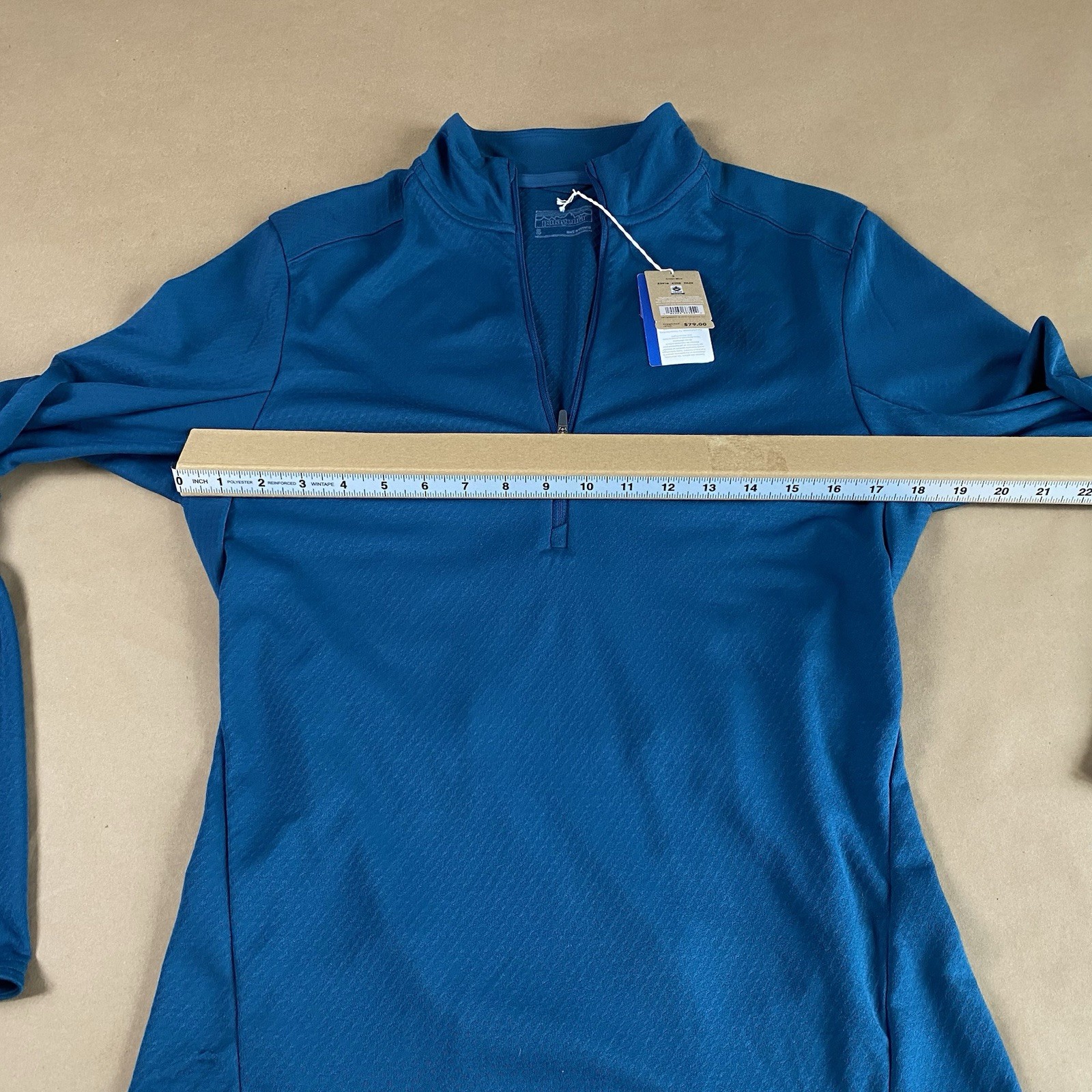 Patagonia S Small Capilene Midweight Bike Jersey Medium Crater Blue Half Zip