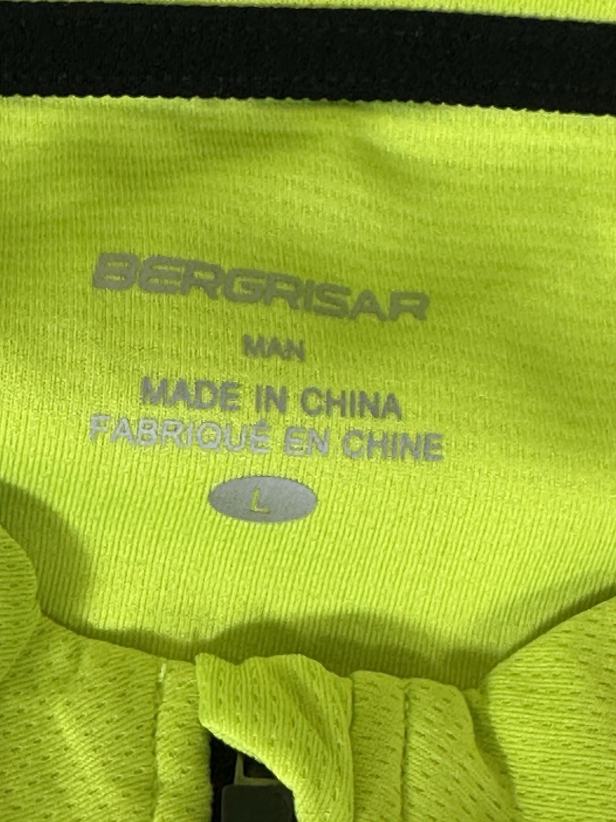 Bergrisar Cycling Jersey Mens L Neon Yellow-Green 1/2 Zip Short Sleeve Bike