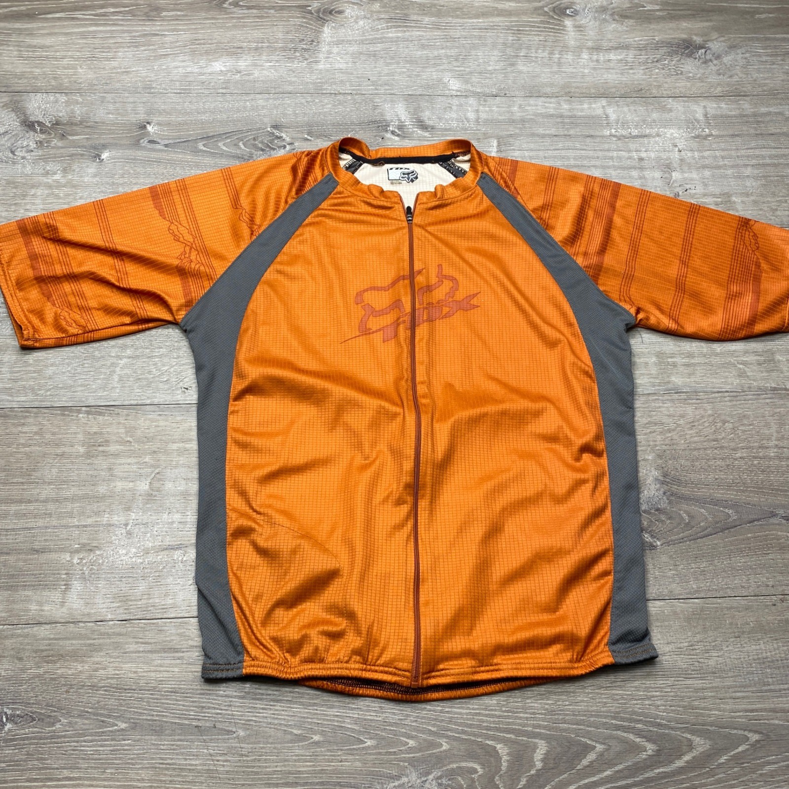 Fox Racing Cycling Jersey Mens L Orange Full Zip Short Sleeve Mountain Bike MTB