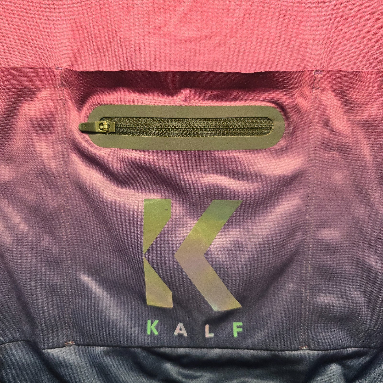 KALF Cycling Jersey Top Womens Sz Large Orange Pink Purple Blue Stretch Breathab