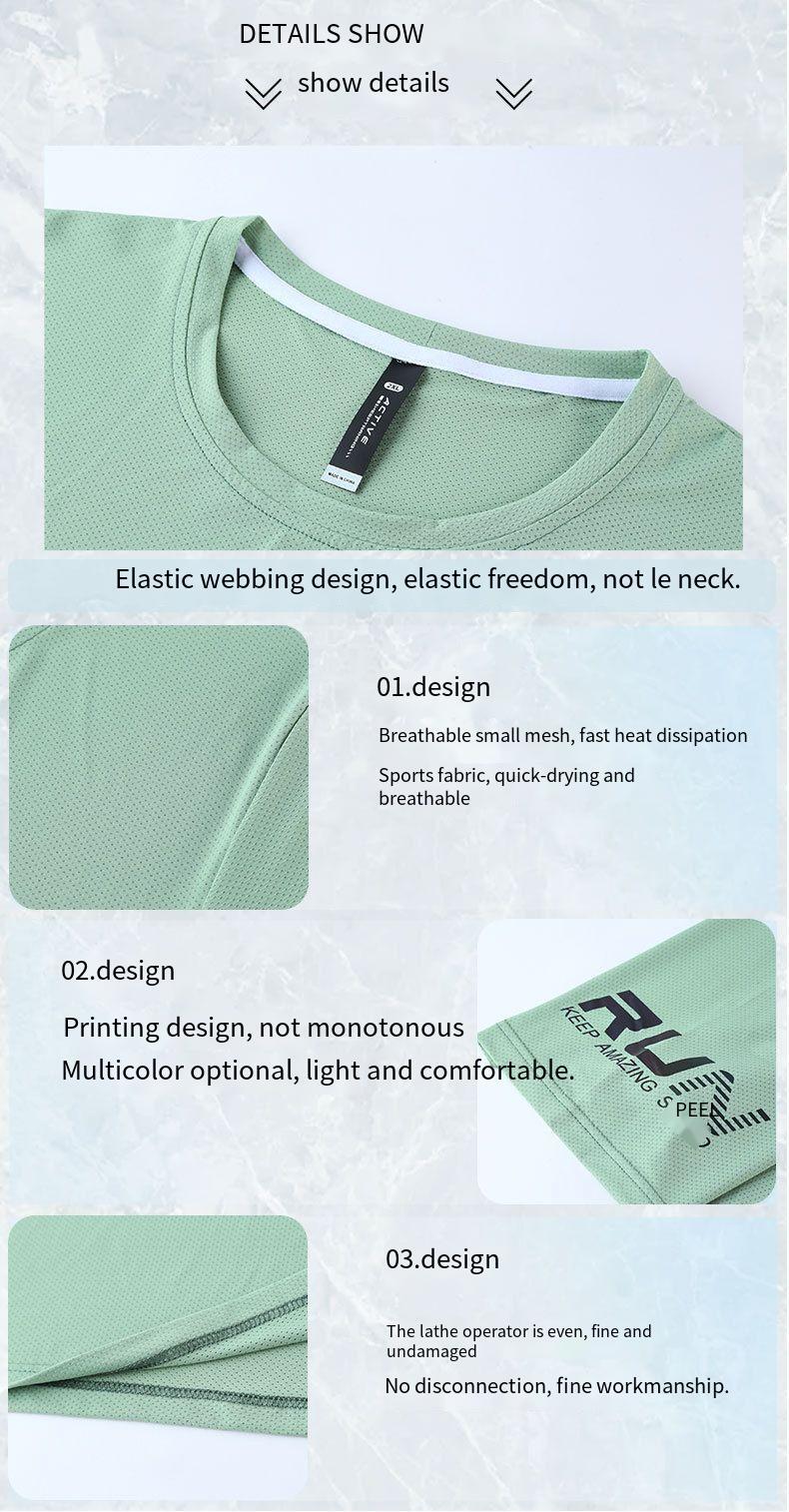 Men Women’s Short Sleeve Printed Round Neck Fitness Ice Silk Quick Dry T-shirt