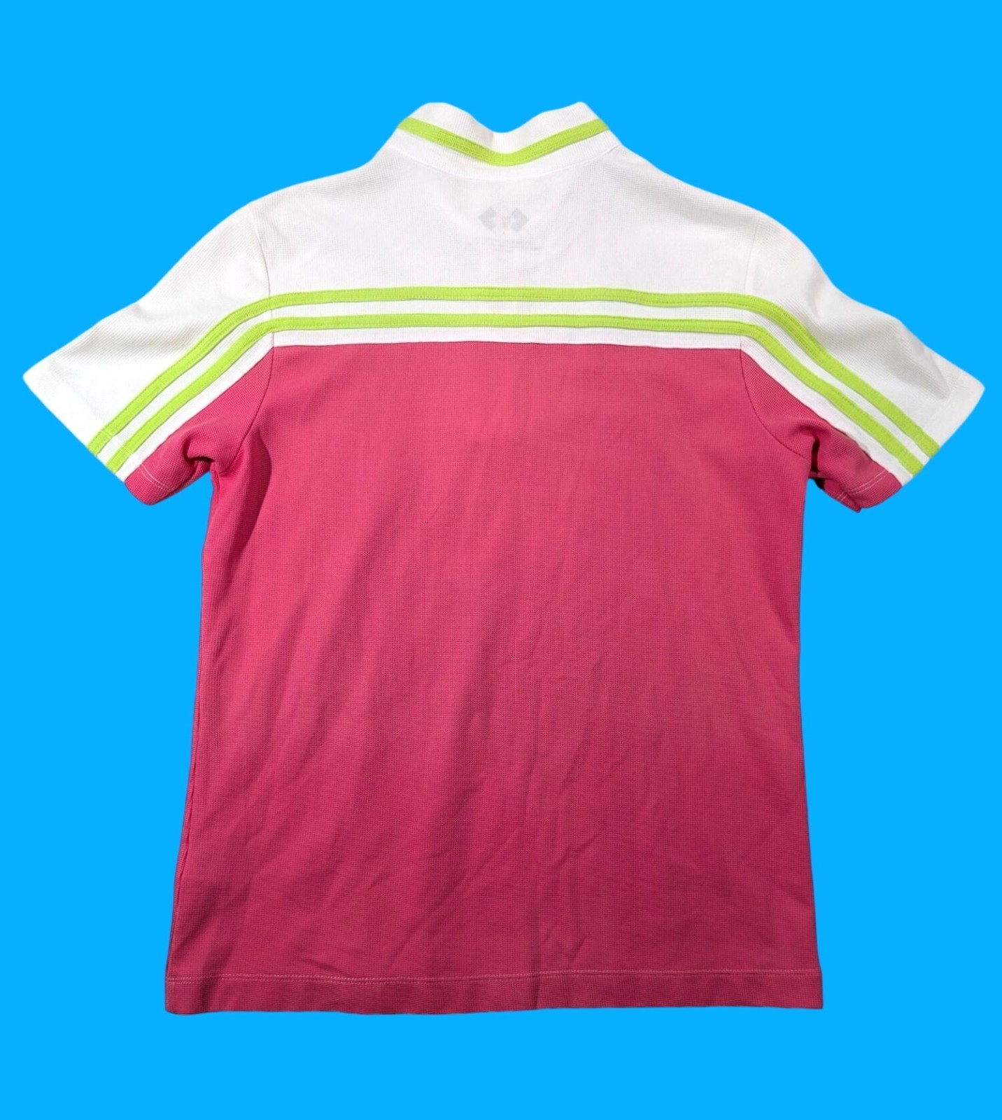 TG Pink & White Cycling Jersey With Neon Green Stripes Half Zip Womens Size XS